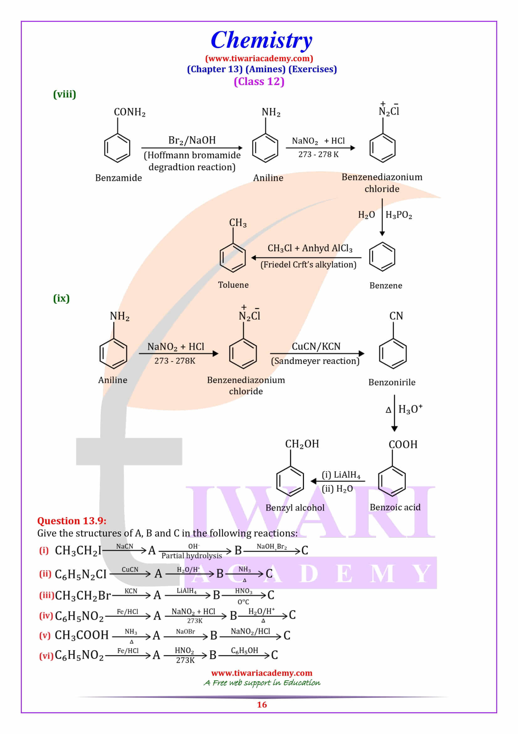 Class 12 Chemistry Chapter 13 Question answers