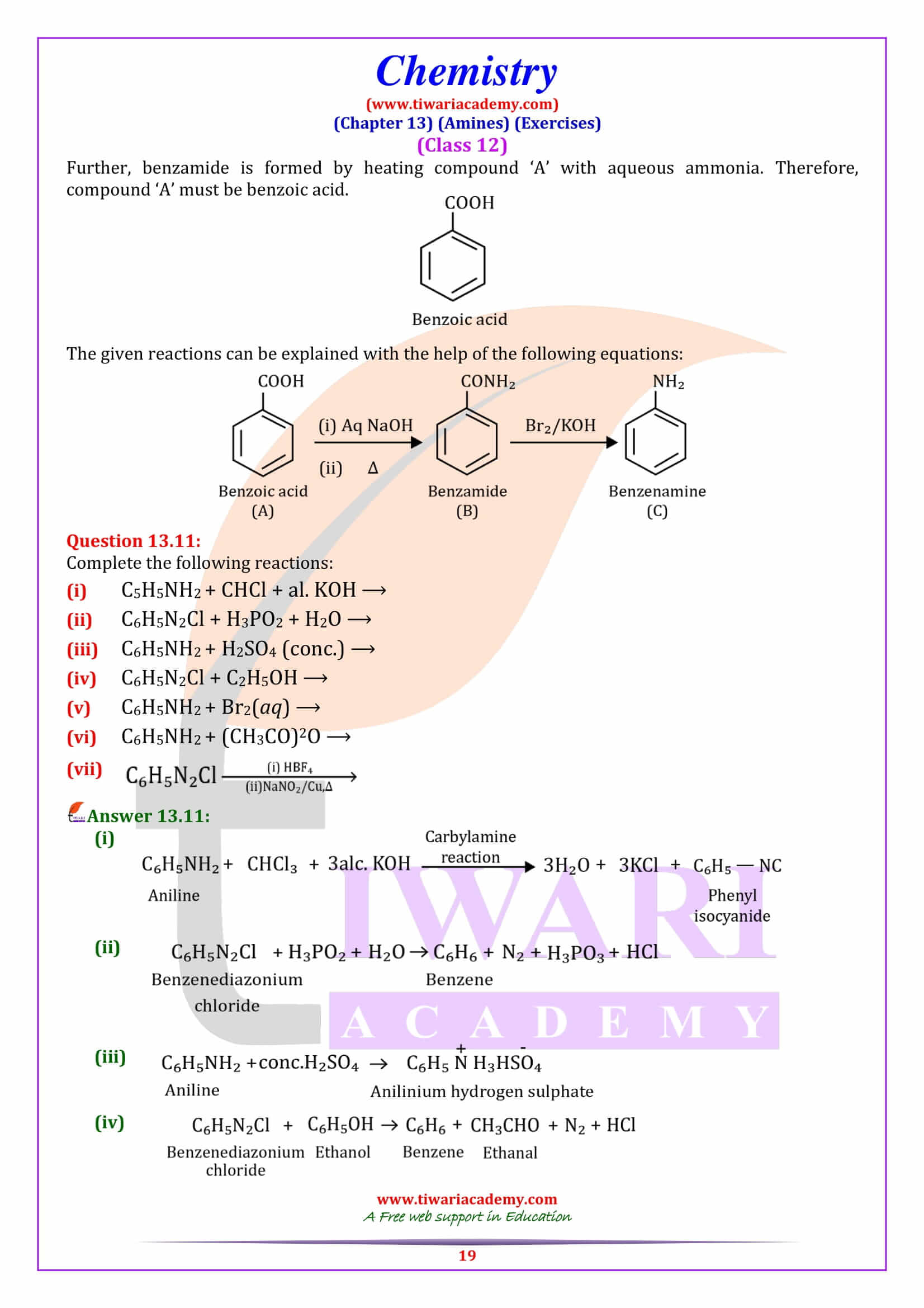 Class 12 Chemistry Chapter 13 Questions and answers