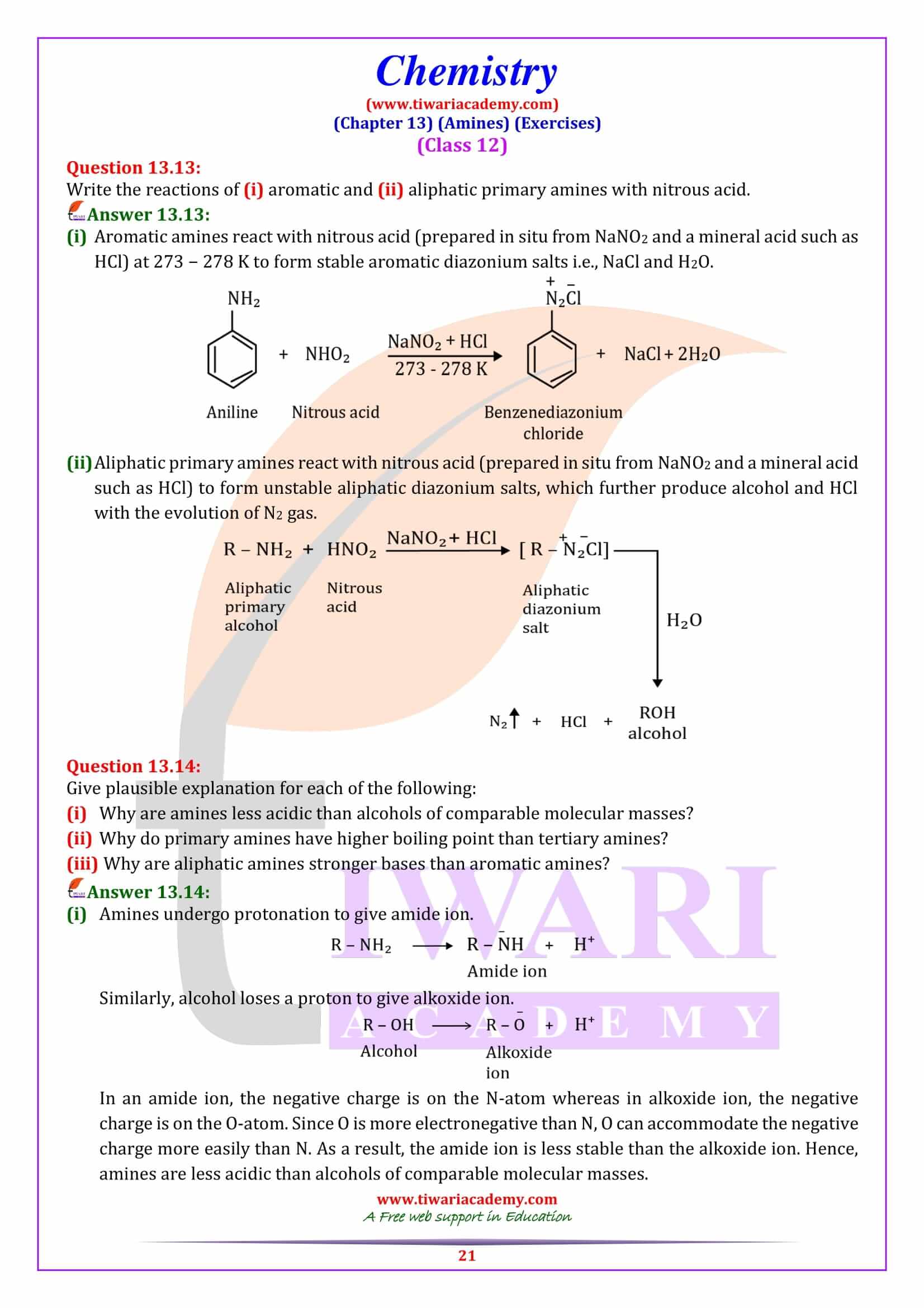 Class 12 Chemistry Chapter 13 answers textbook