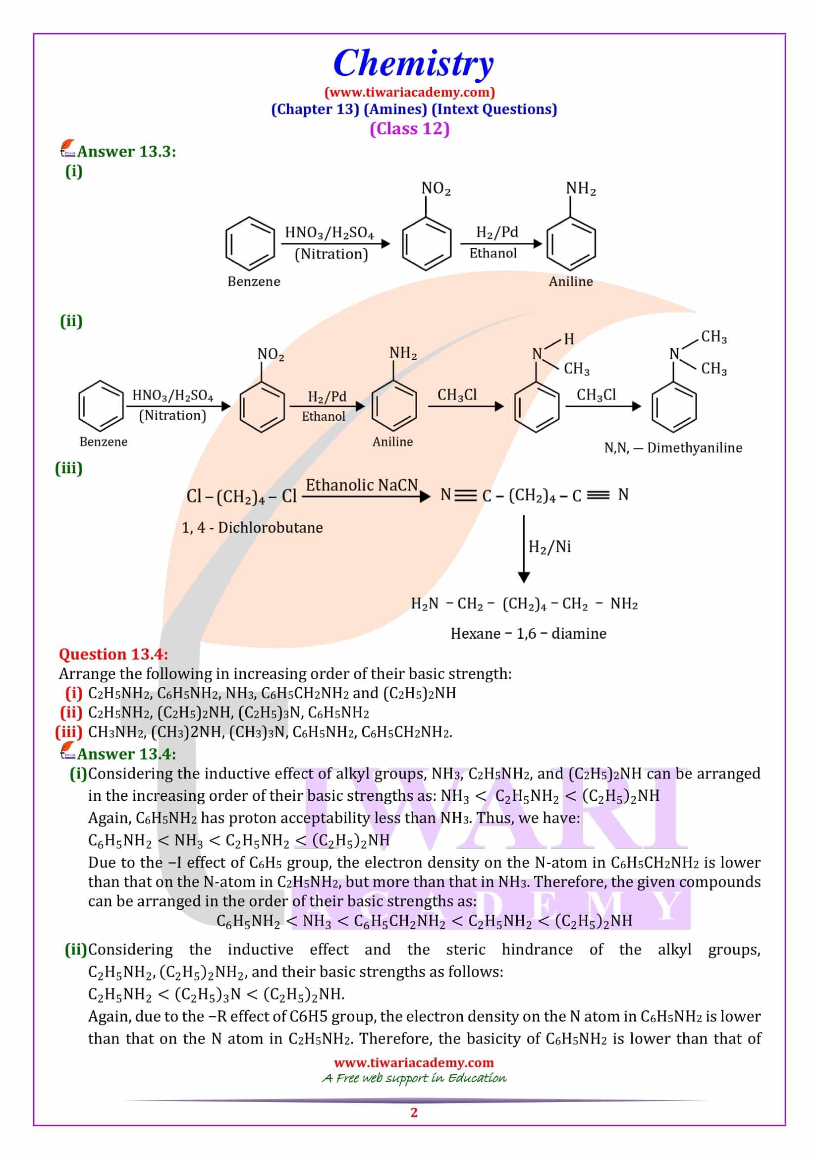 Class 12 Chemistry Chapter 13 Intext Answers
