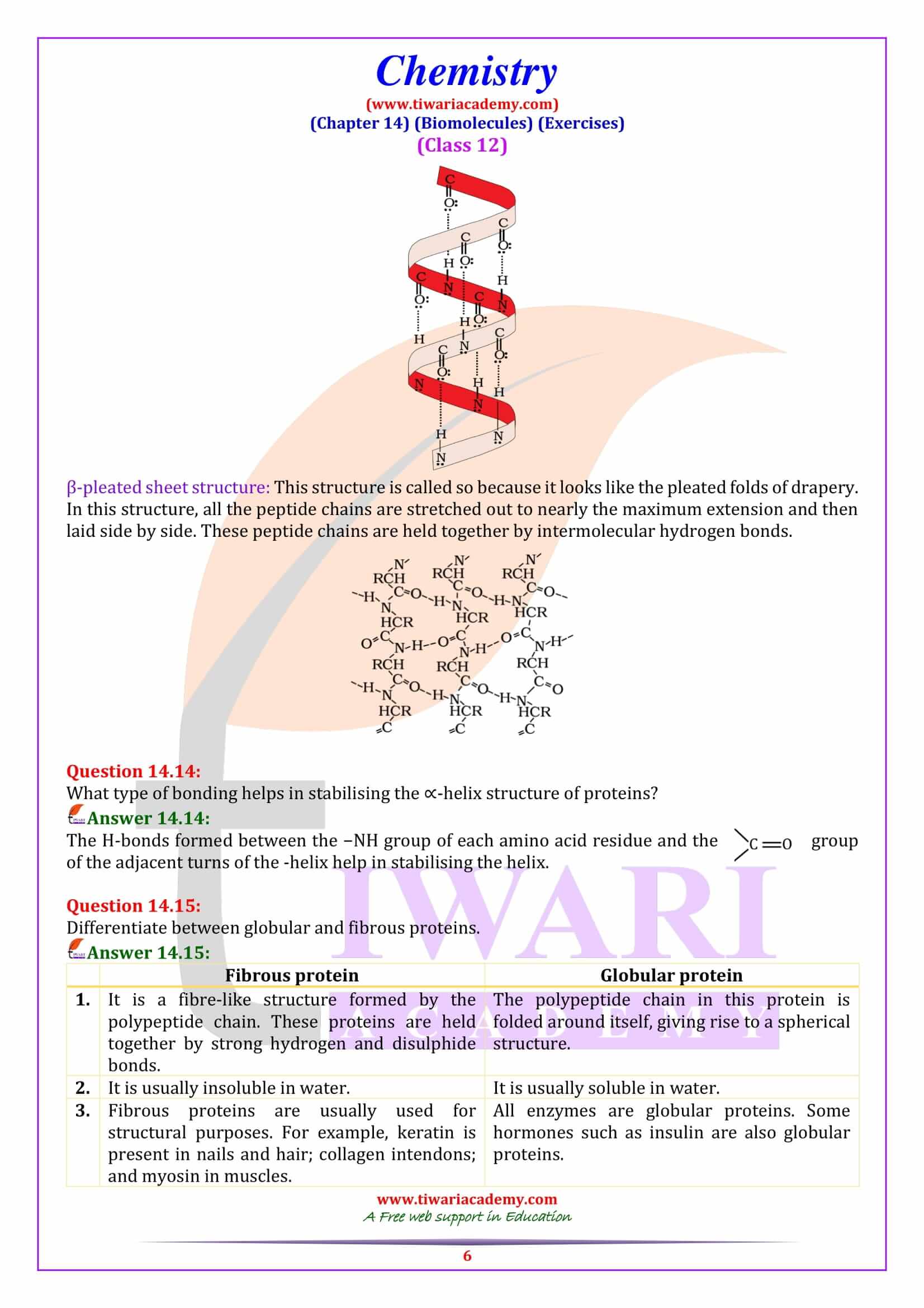 Ncert solutions for class 12 chemistry chapter 14 biomolecules