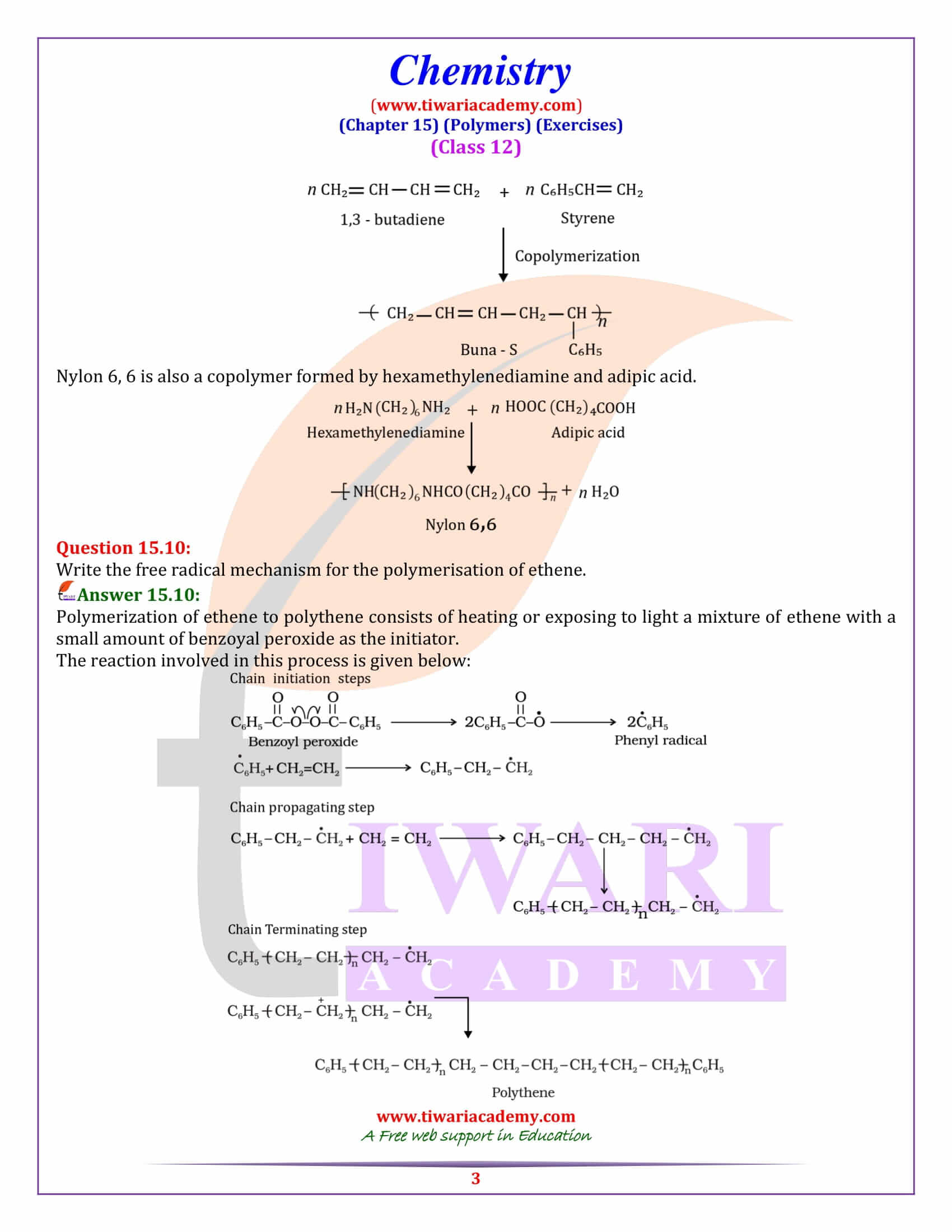 12th Chemistry Chapter 15 Polymers