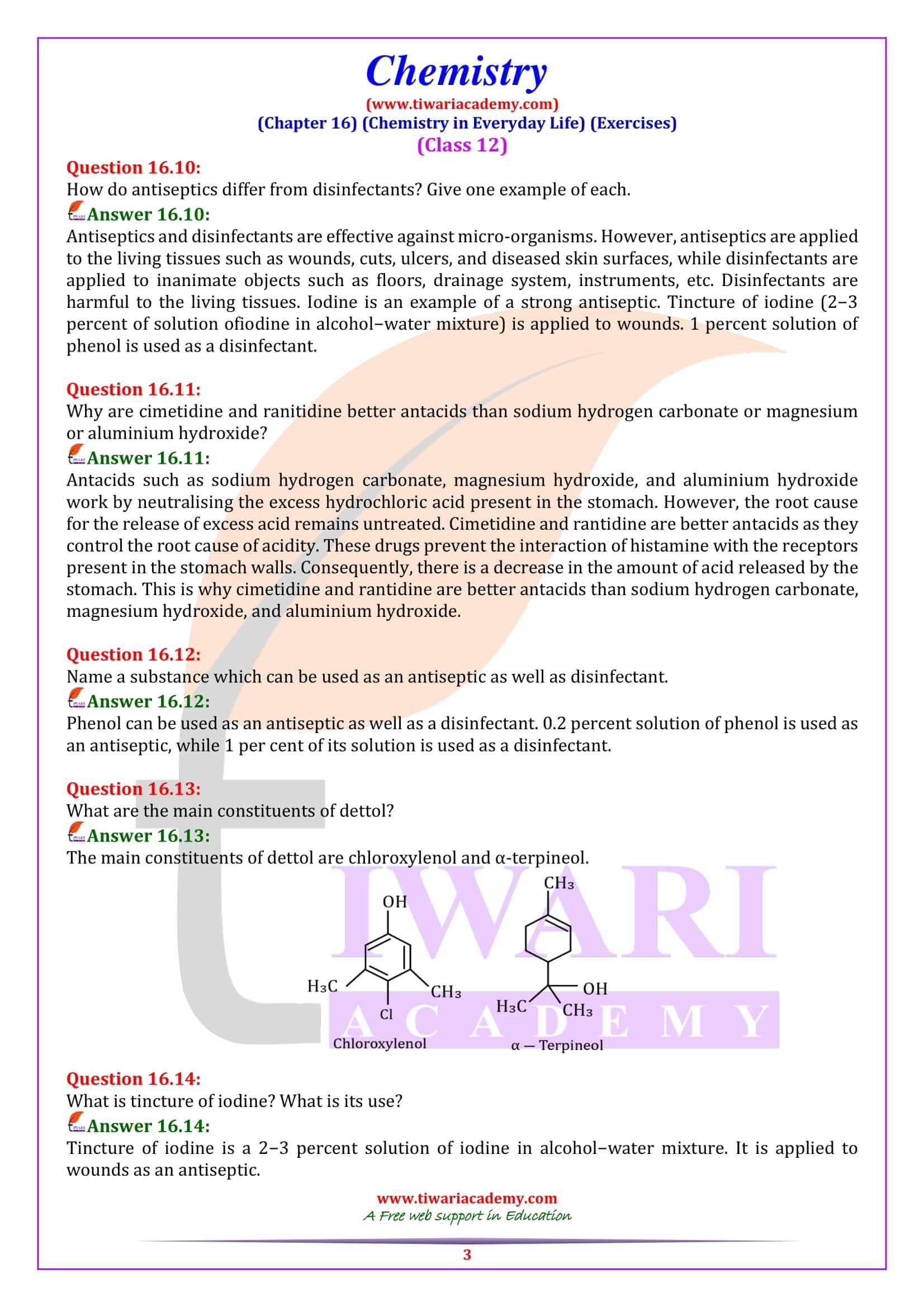 Class 12 Chemistry Chapter 16 Chemistry in Everyday Life in English Medium