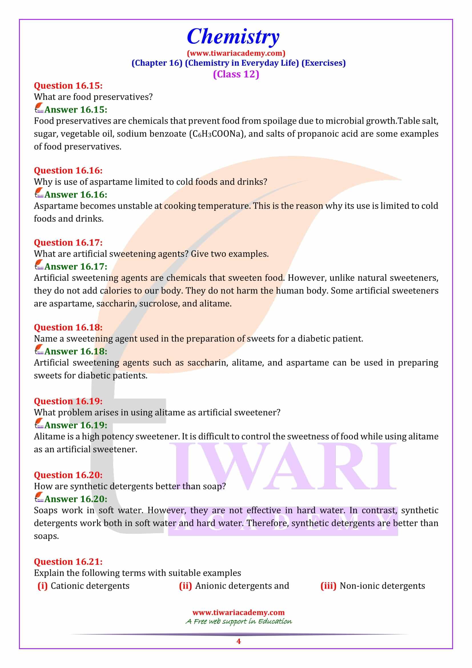 NCERT Solutions for Class 12 Chemistry Chapter 16