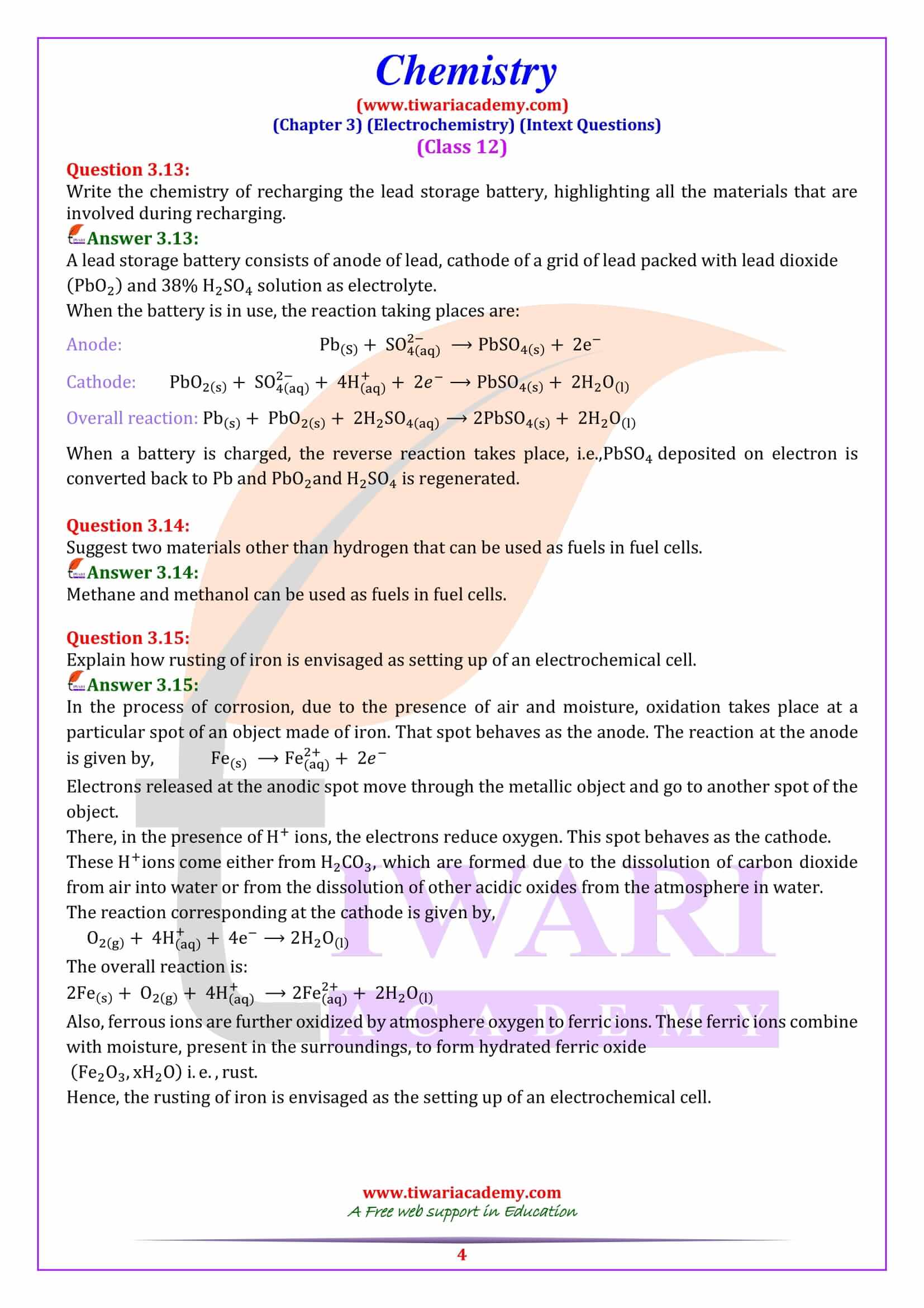 Class 12 Chemistry Chapter 3 Intext Questions