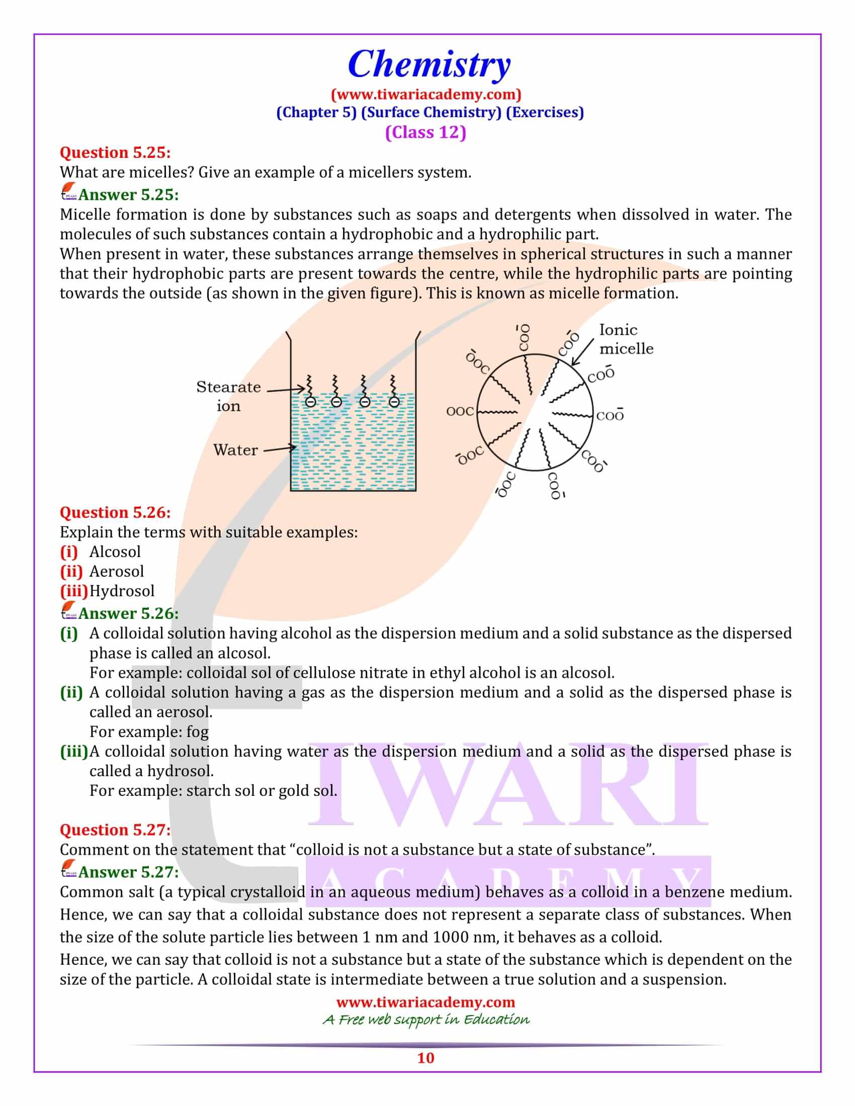 NCERT Solutions for Class 12 Chemistry Chapter 5 exercises