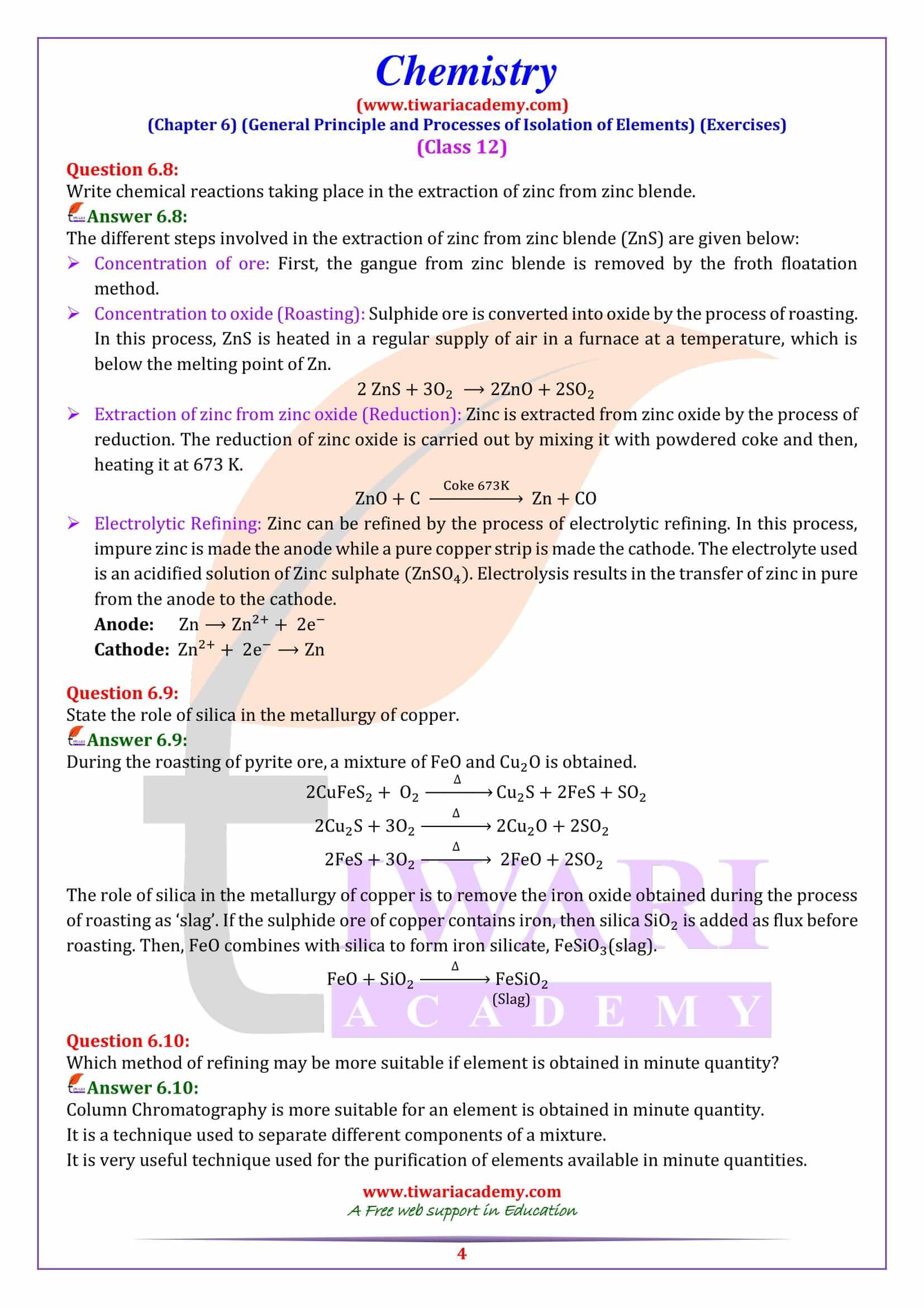 NCERT Solutions for Class 12 Chemistry Chapter 6 in English Medium