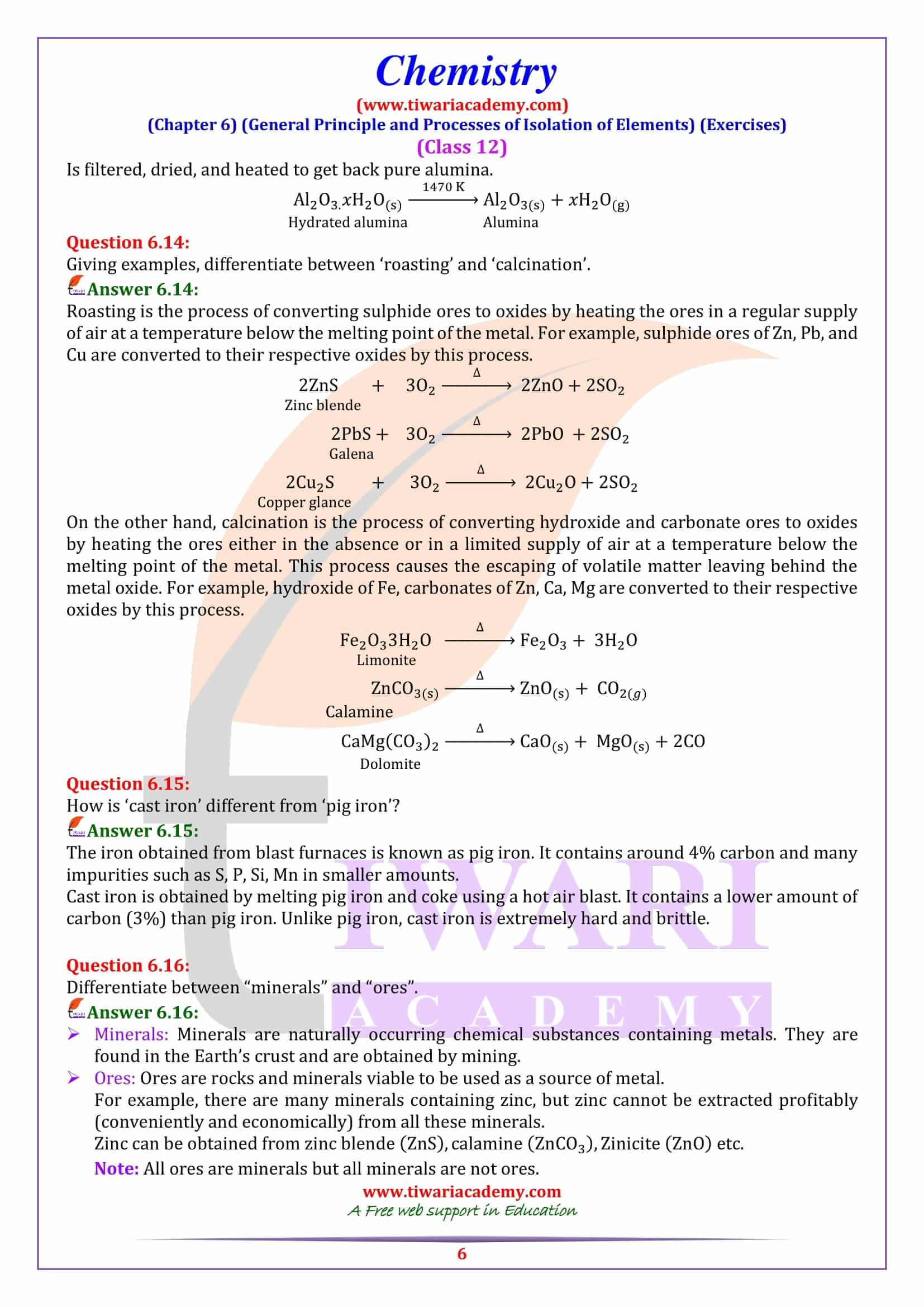 NCERT Solutions for Class 12 Chemistry Chapter 6 question answers