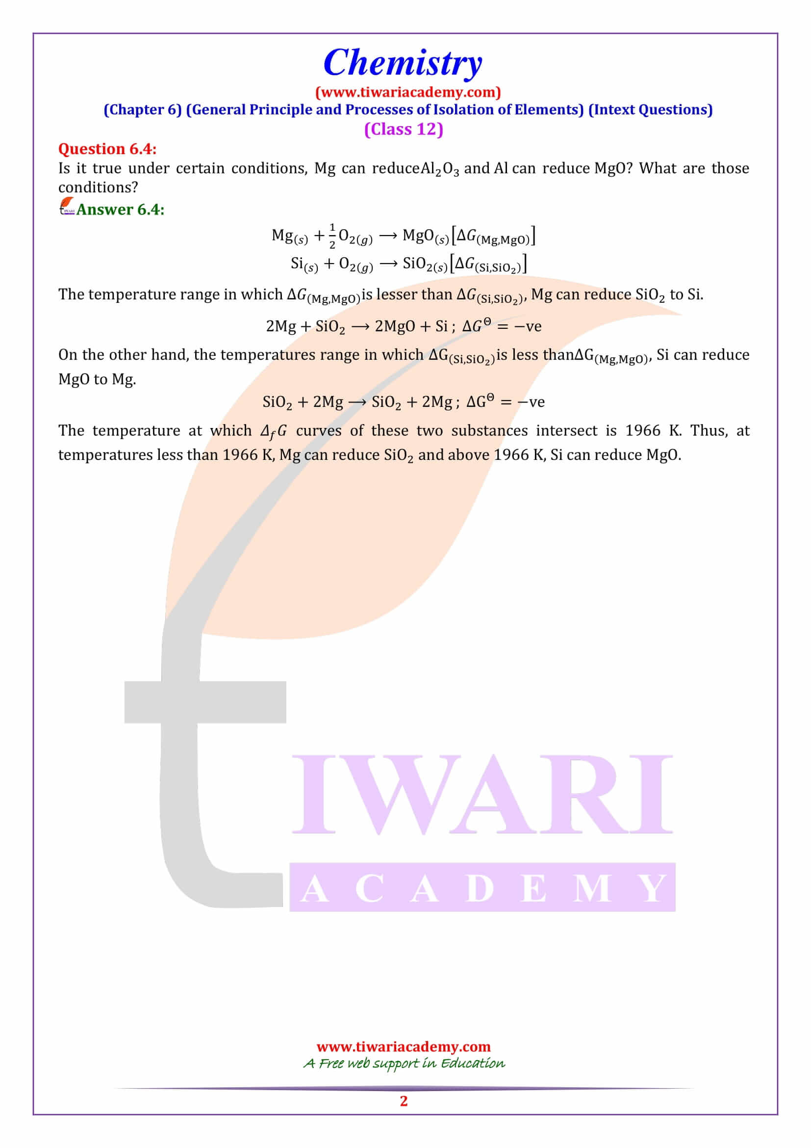 NCERT Solutions for Class 12 Chemistry Chapter 6 Intext Question answers