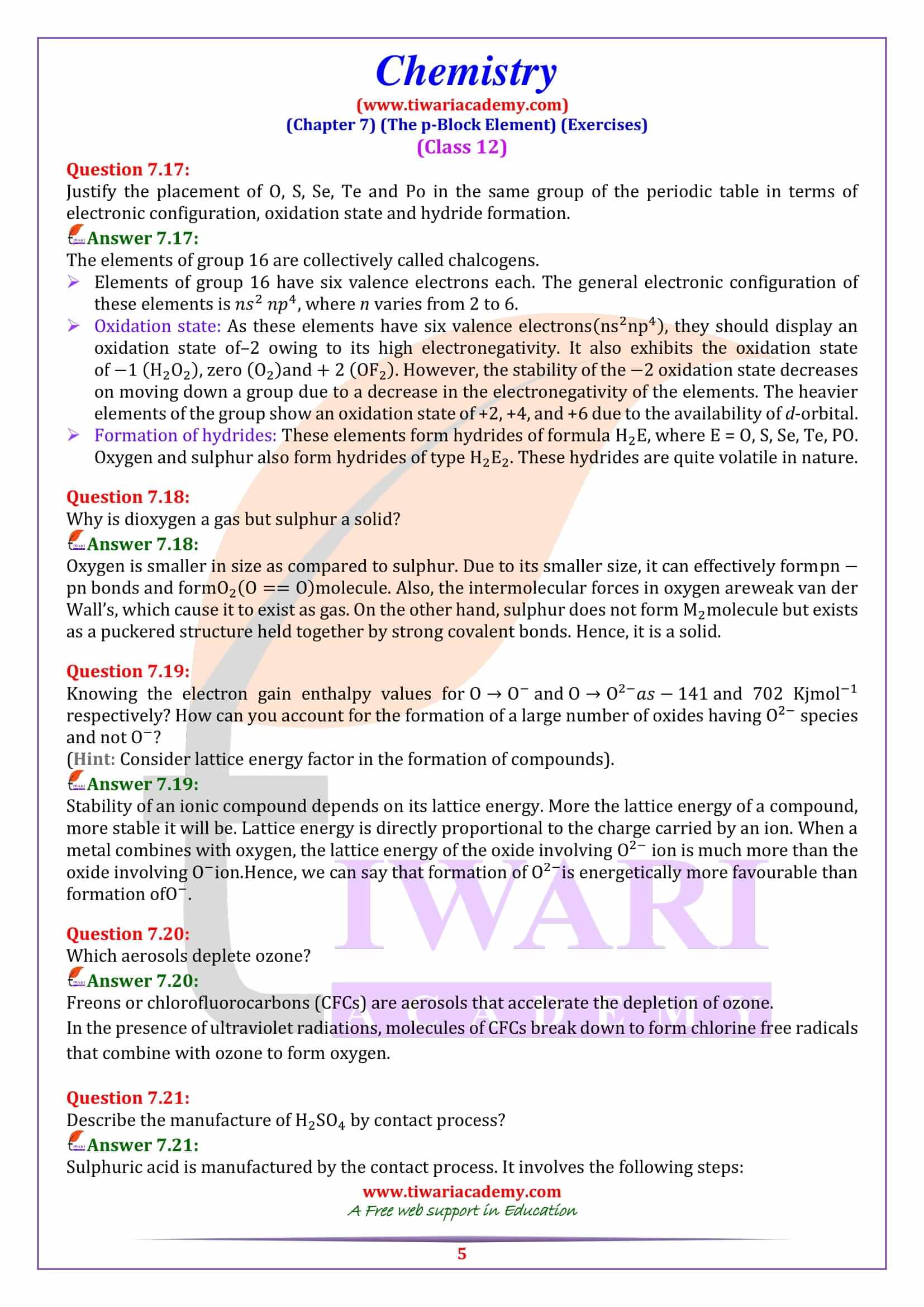 NCERT Solutions for Class 12 Chemistry Chapter 7 in English medium