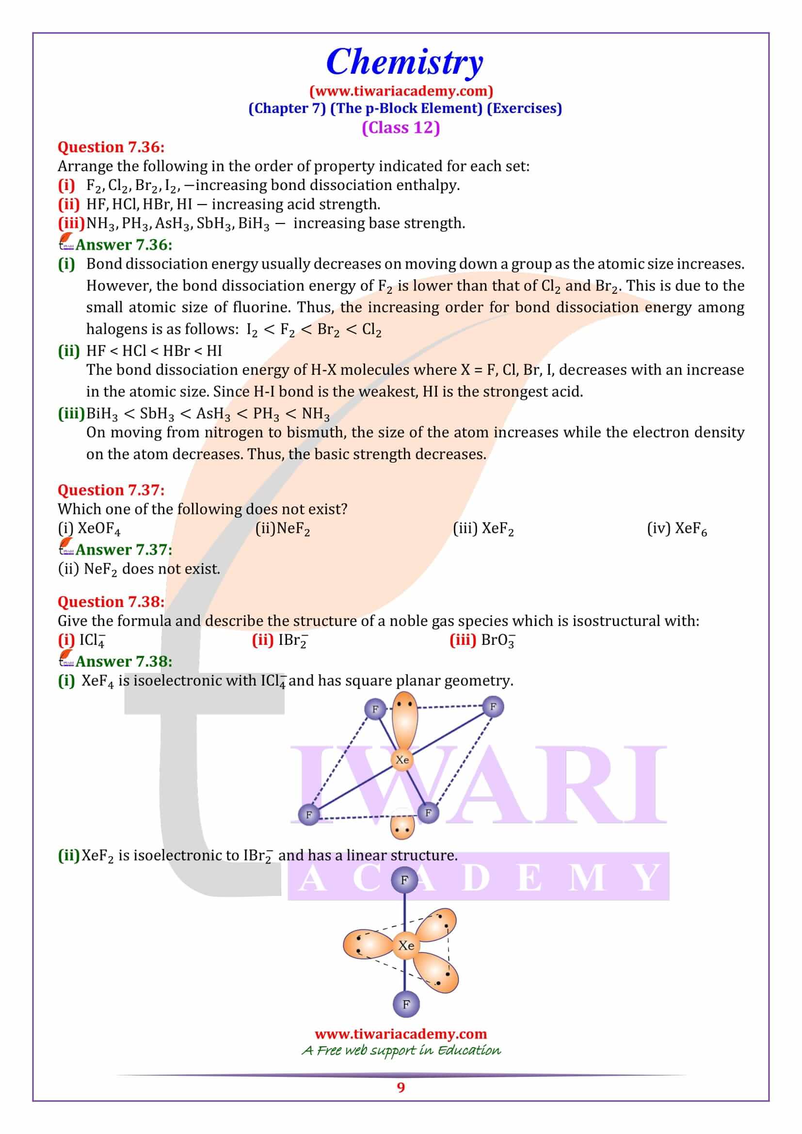 NCERT Solutions for Class 12 Chemistry Chapter 7 exercises