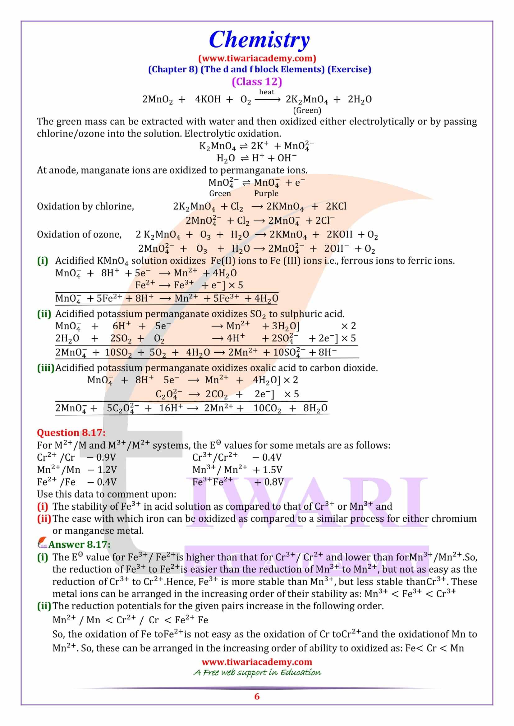 NCERT Solutions for Class 12 Chemistry Chapter 8 Question answers