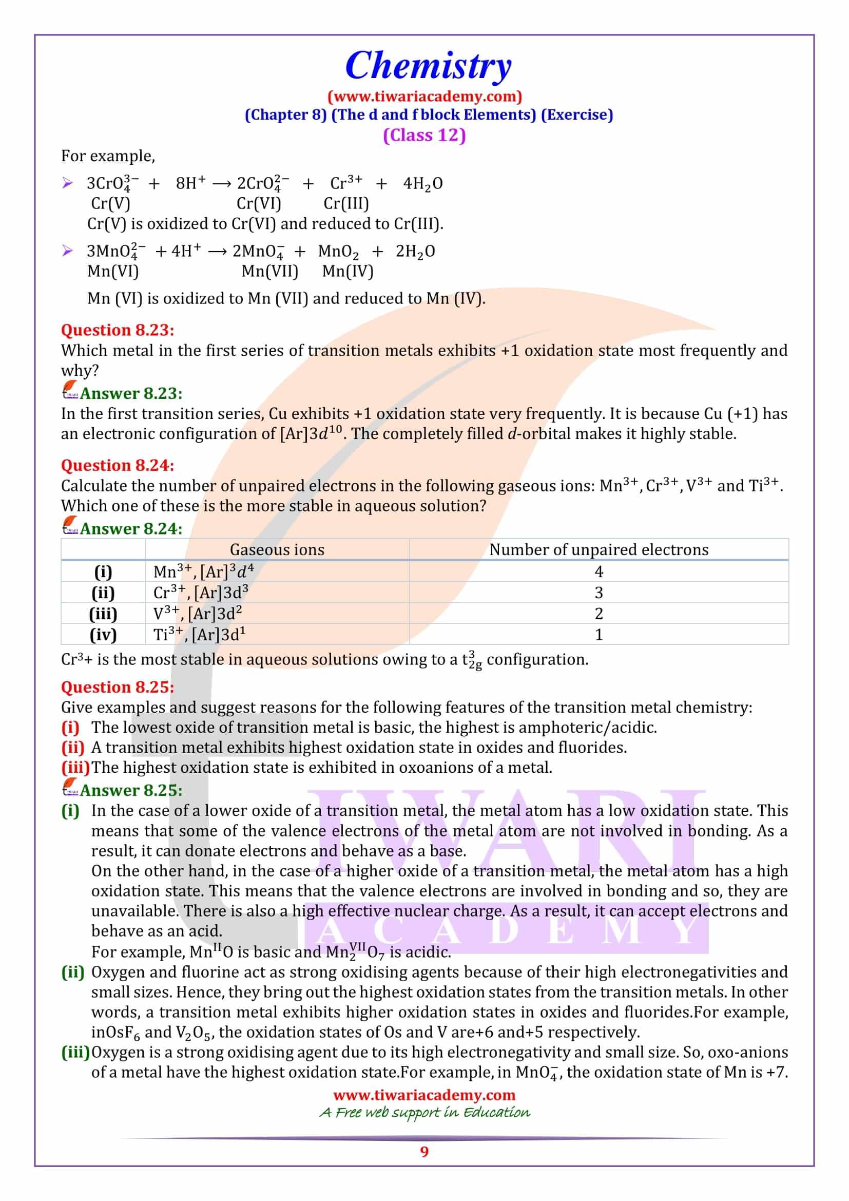 NCERT Solutions for Class 12 Chemistry Chapter 8 in Hindi and English