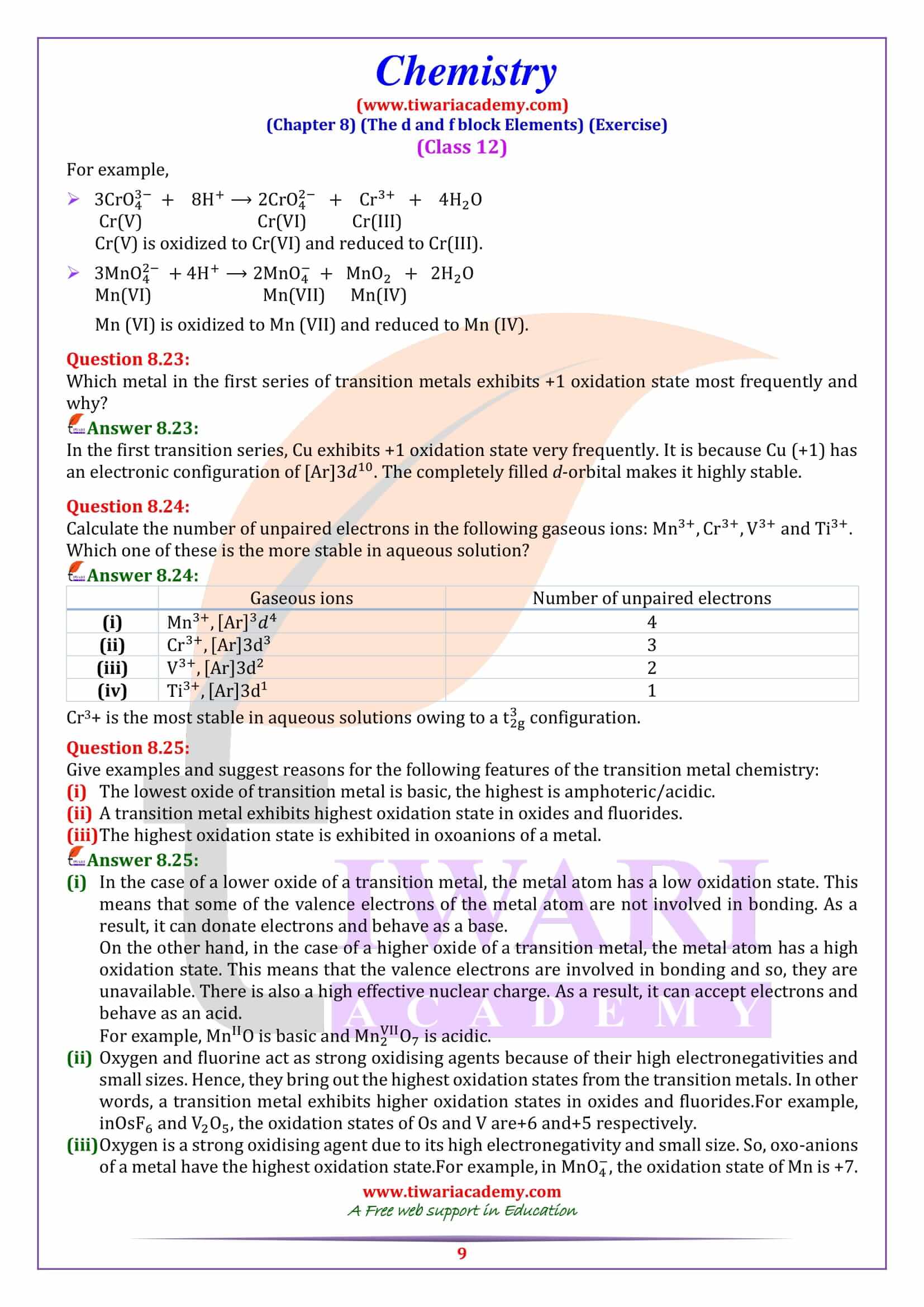 NCERT Solutions for Class 12 Chemistry Chapter 8 QA