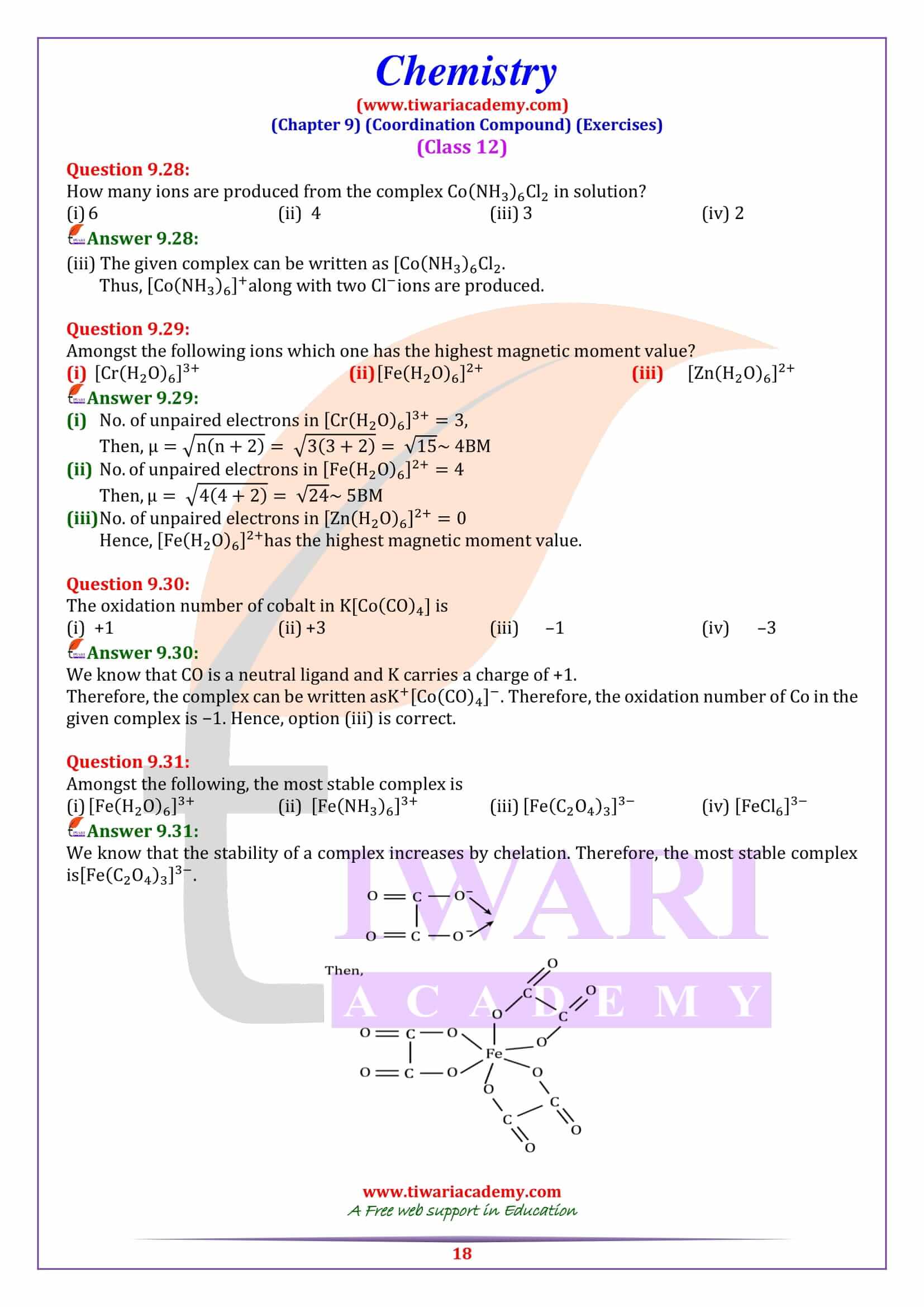 NCERT Solutions for Class 12 Chemistry Chapter 9 all answers of book