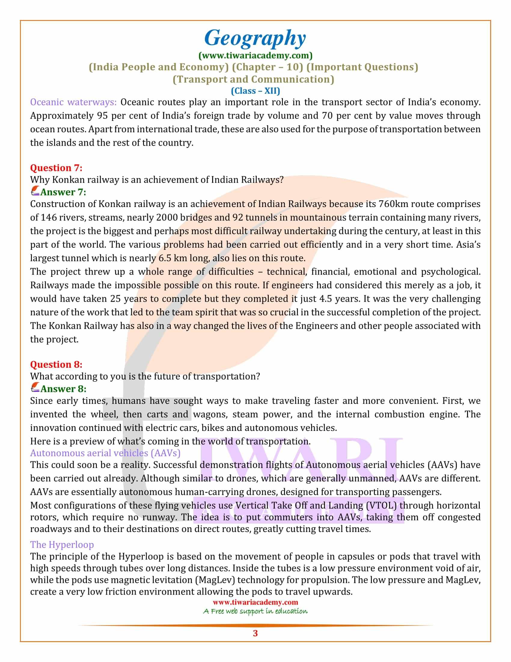 Class 12 Geography Chapter 10 Extra Question Answers