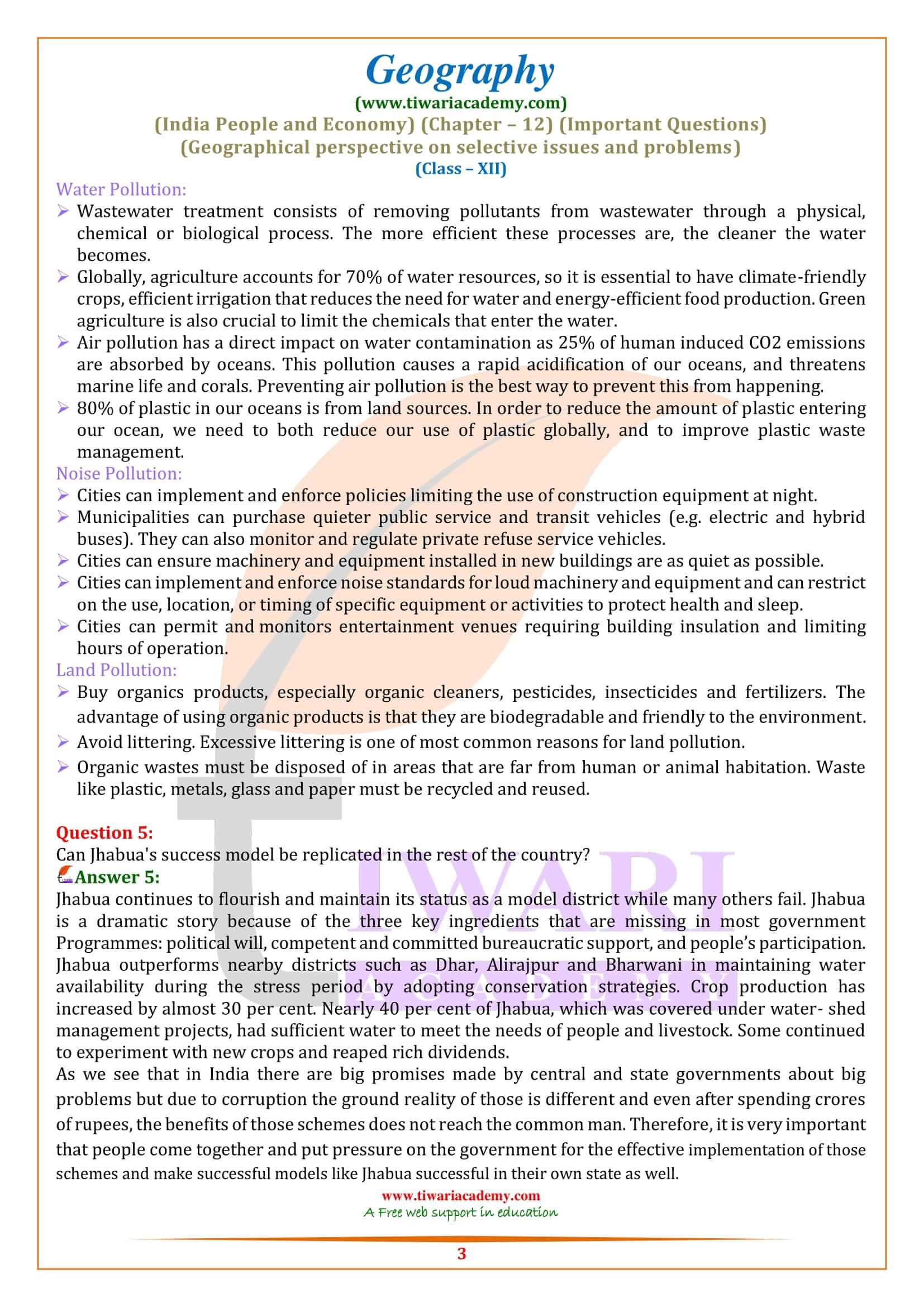 Class 12 Geography Chapter 12 Extra Question Answers