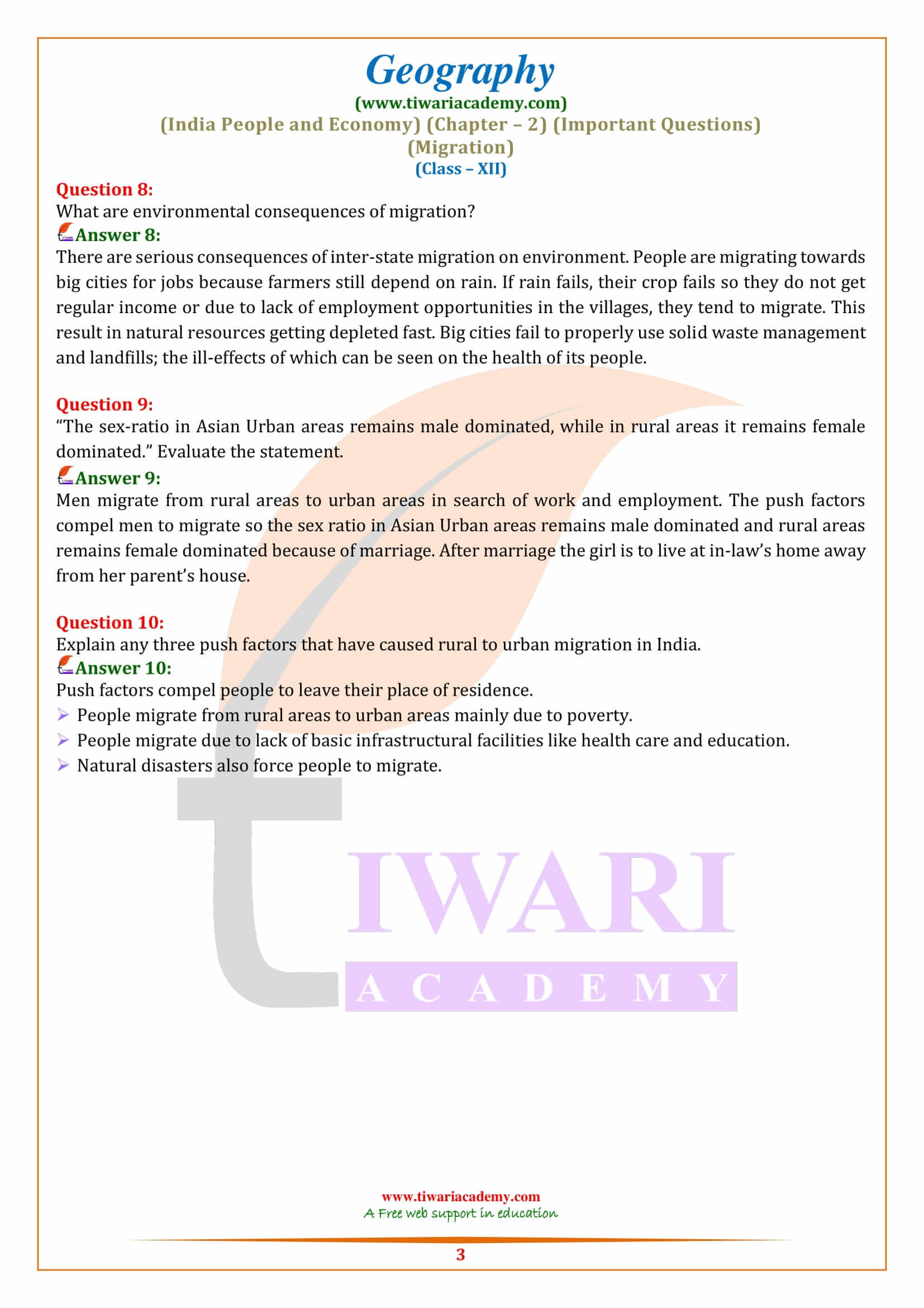 Class 12 Geography Chapter 2 Extra Question Answers