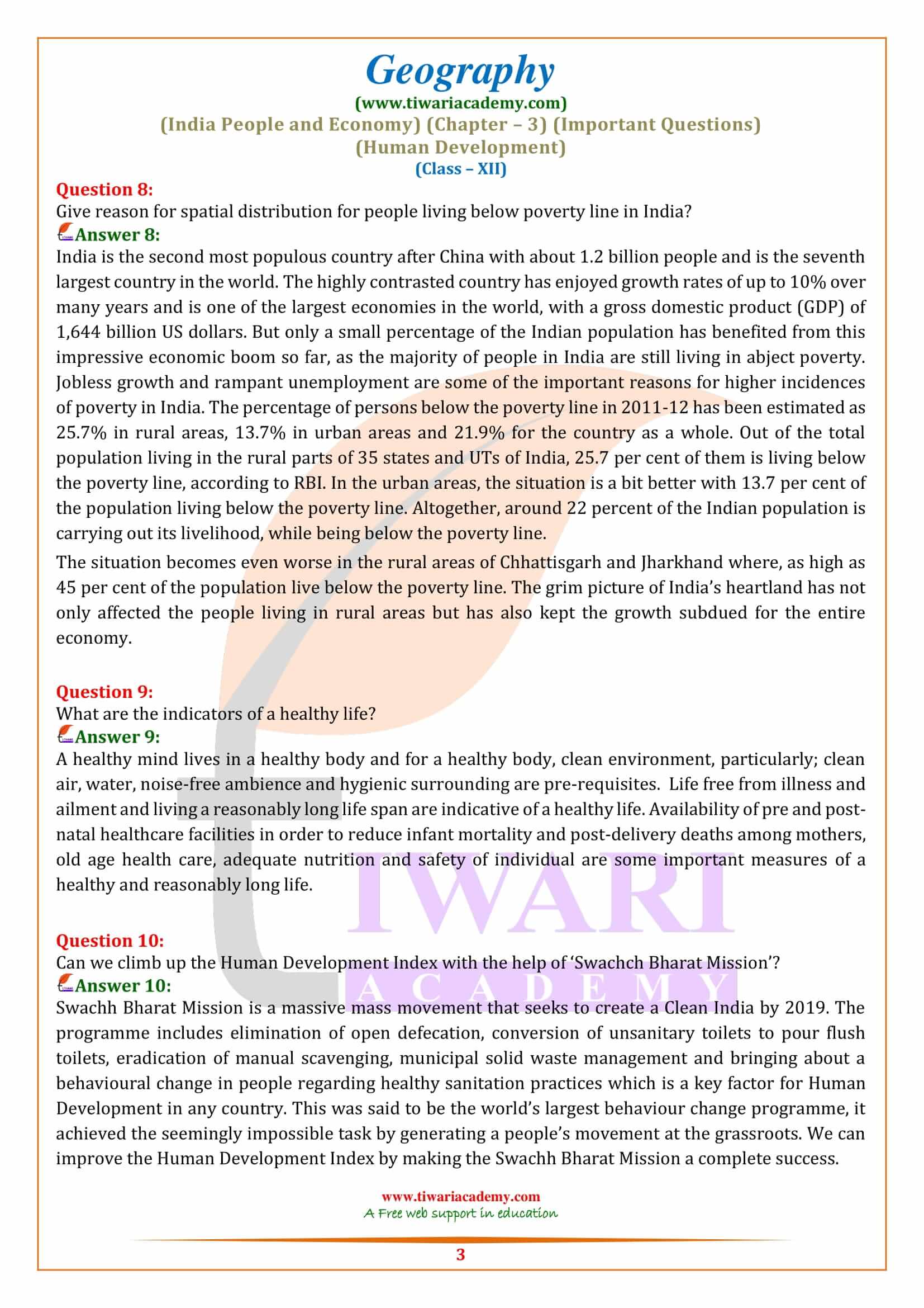 Class 12 Geography Chapter 3 Extra Question Answers