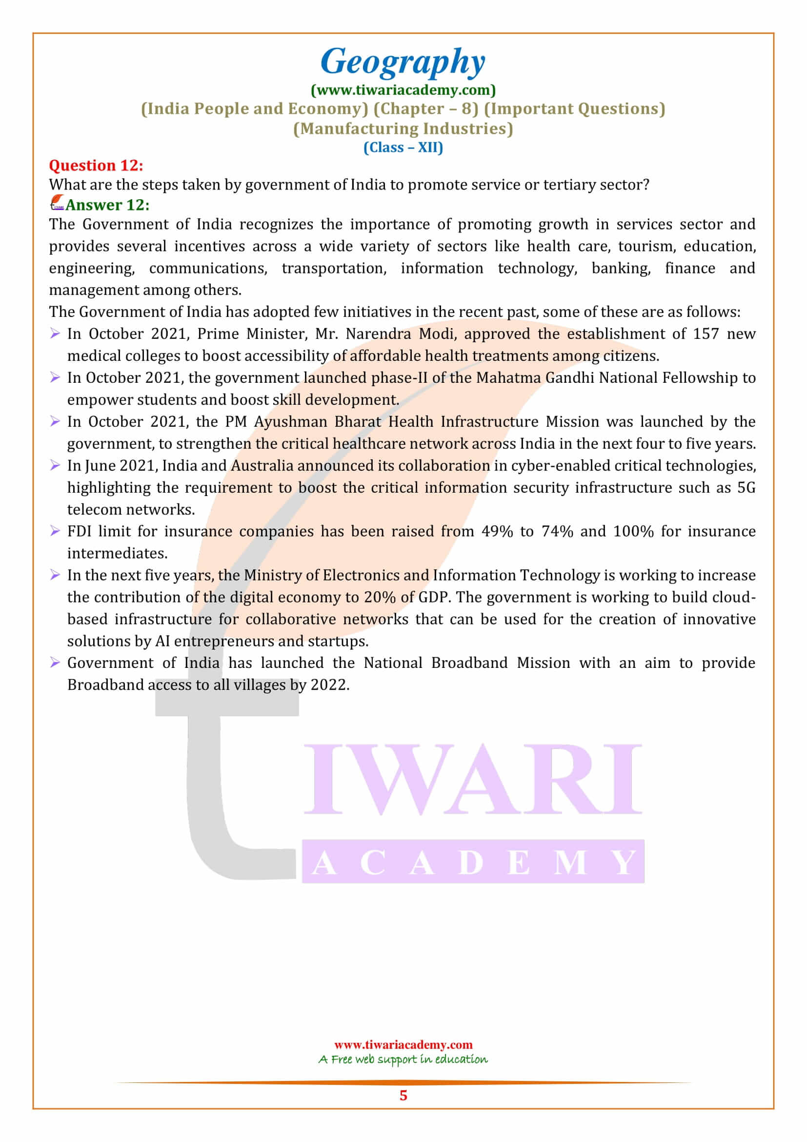 Class 12 Geography Chapter 8 Extra Question Answers