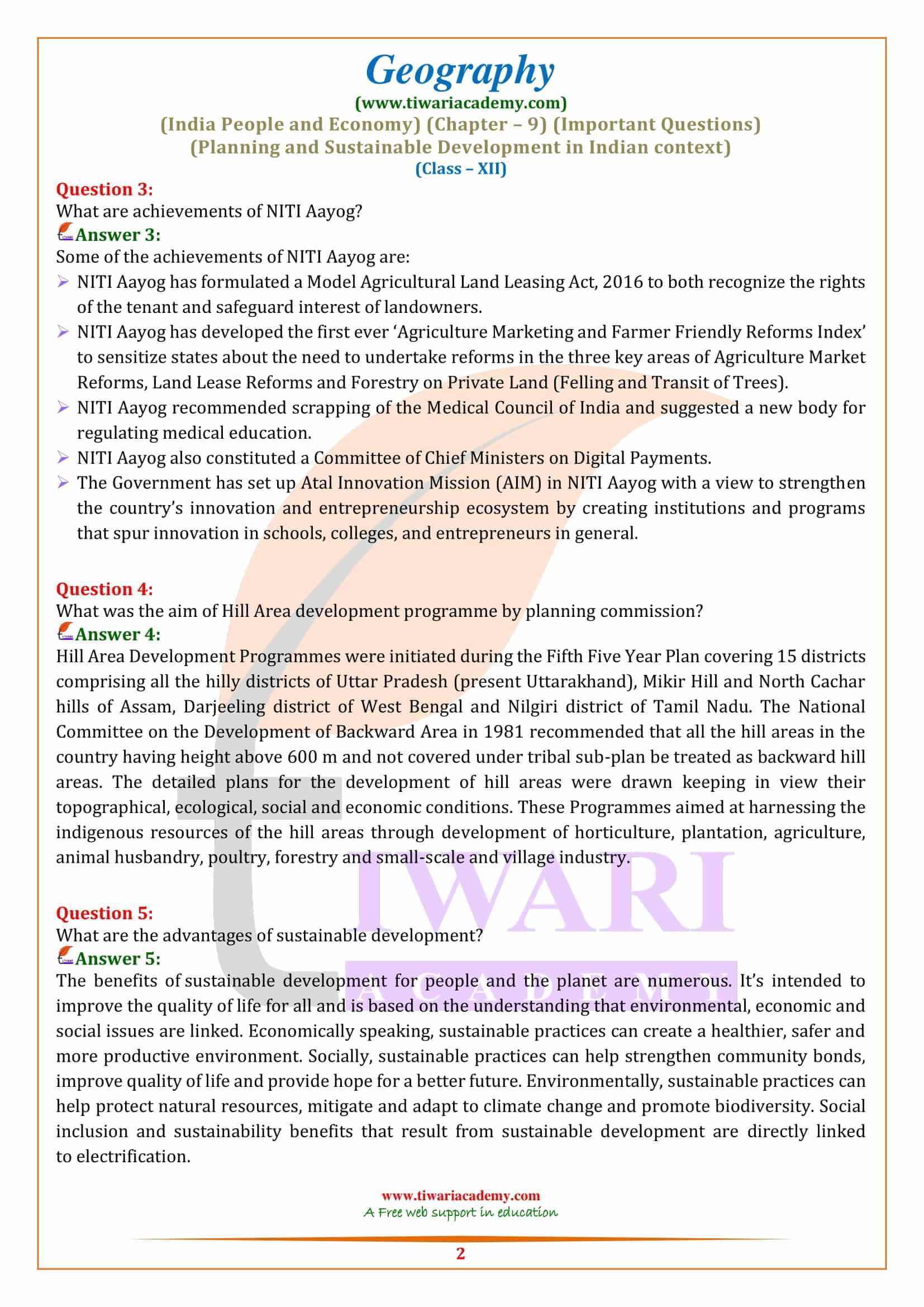 Class 12 Geography Chapter 9 Extra Questions