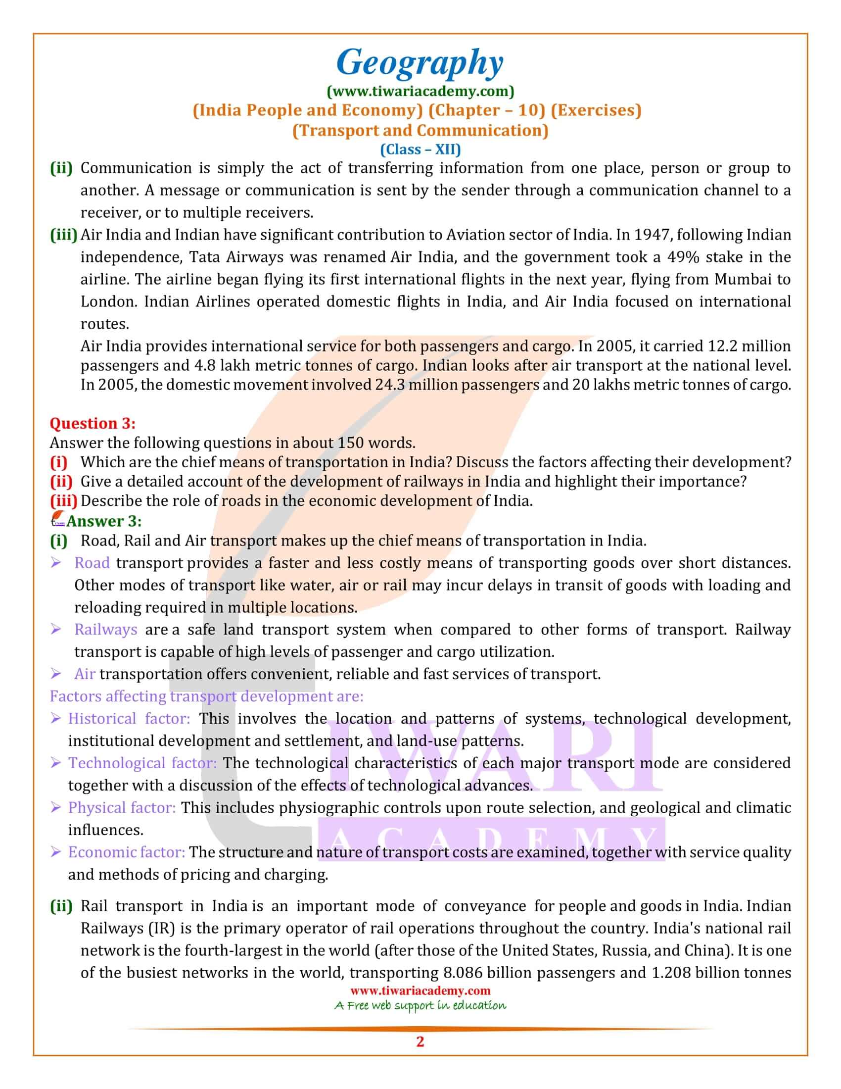 NCERT Solutions for Class 12 Geography Chapter 10 in English Medium