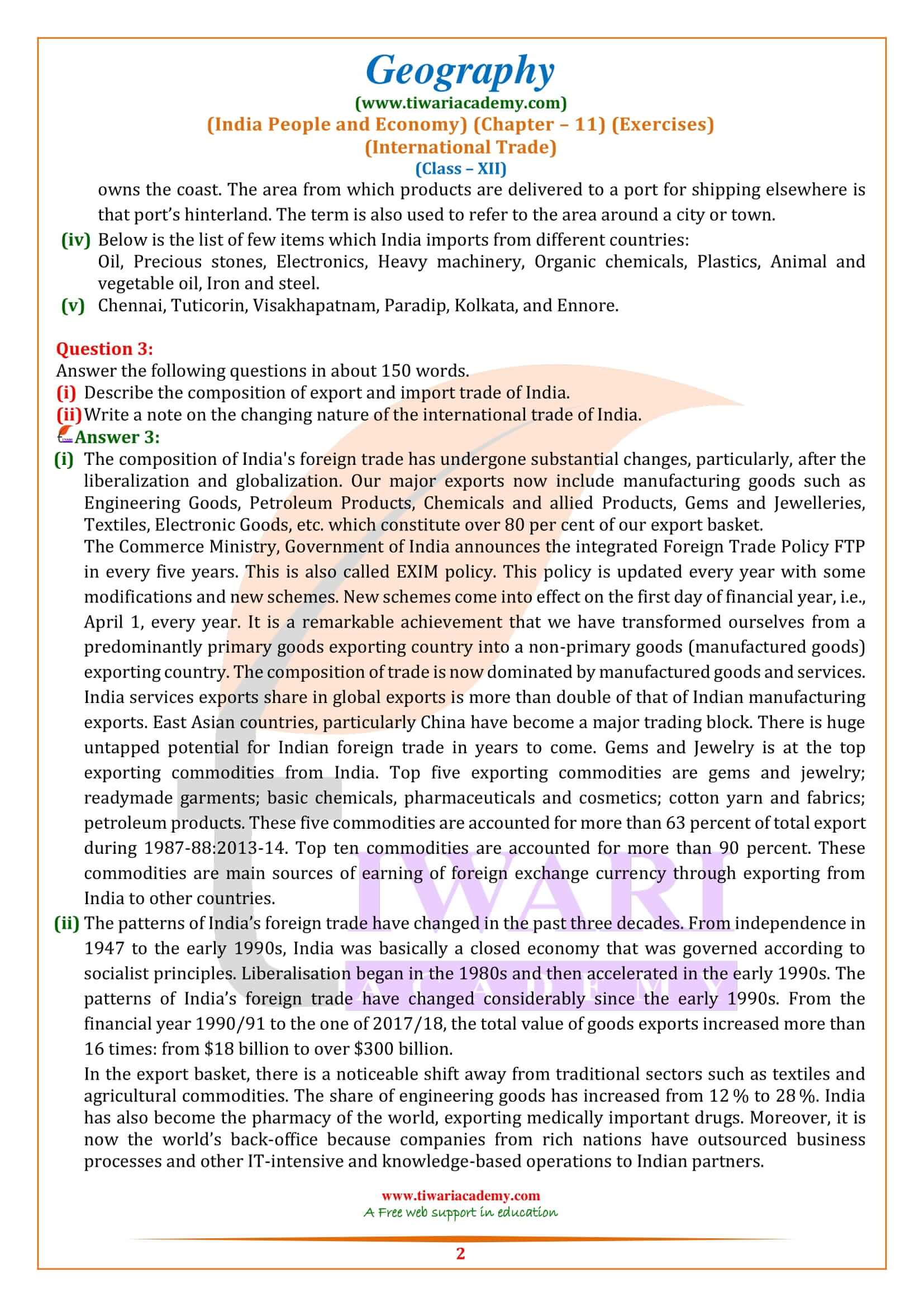 NCERT Solutions for Class 12 Geography Chapter 11 in English Medium