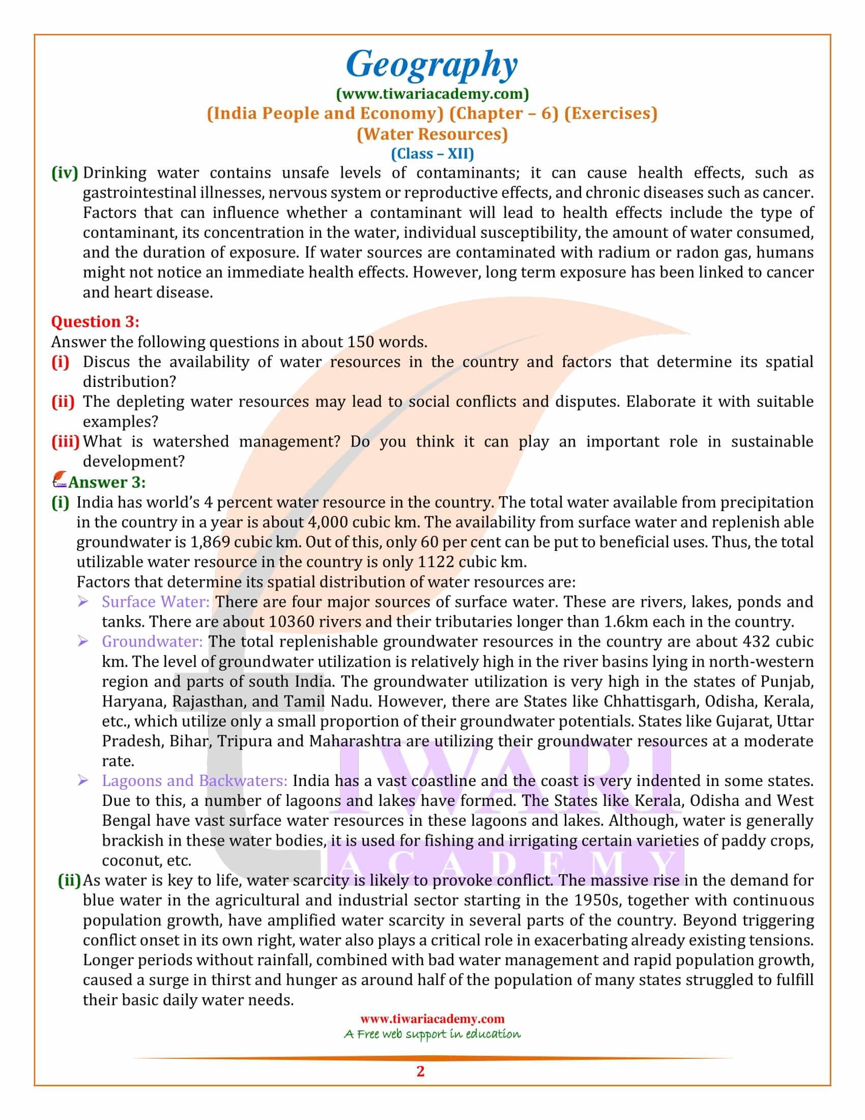 NCERT Solutions for Class 12 Geography Chapter 6