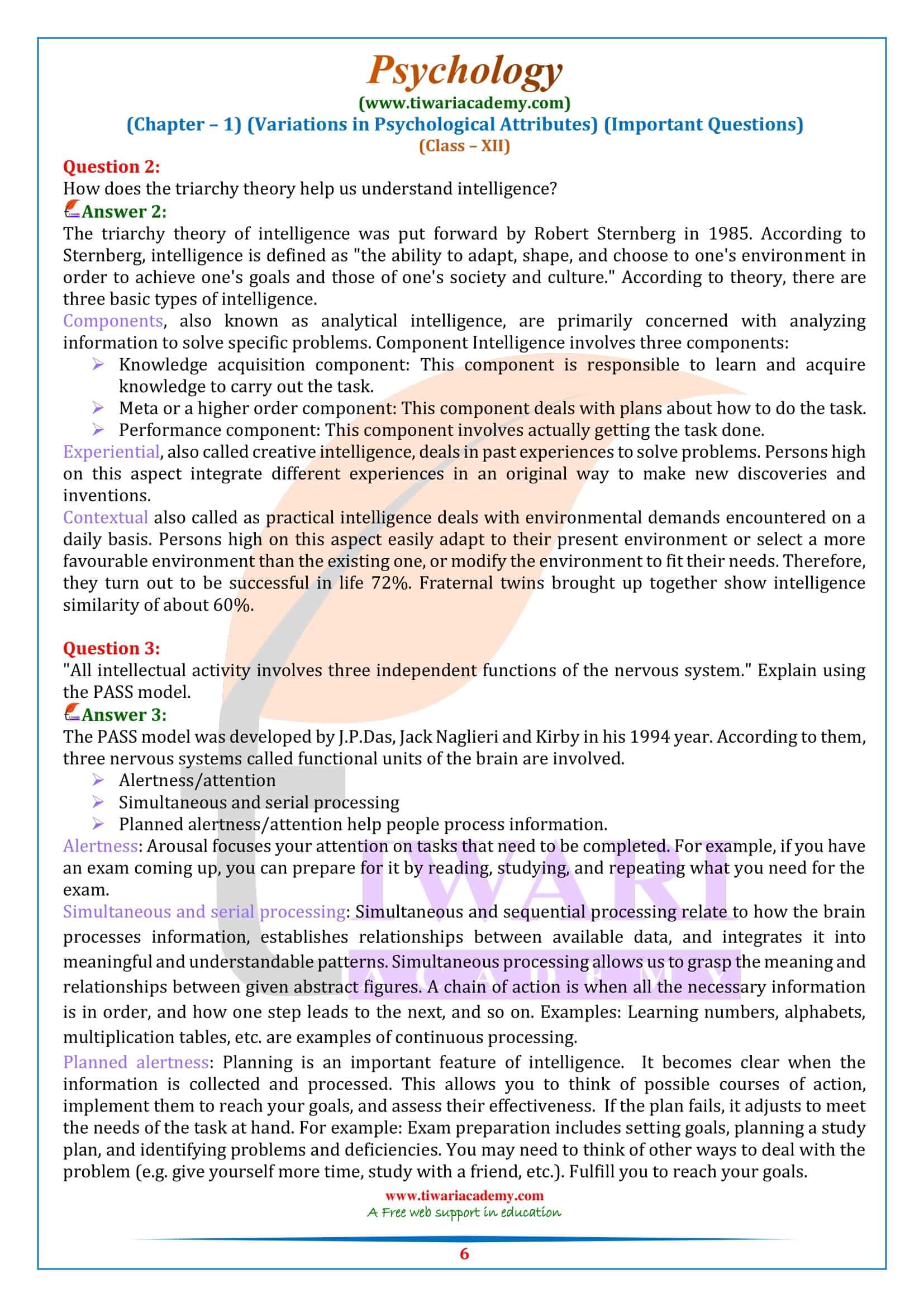 Class 12 Psychology Chapter 1 Important Questions Long answers