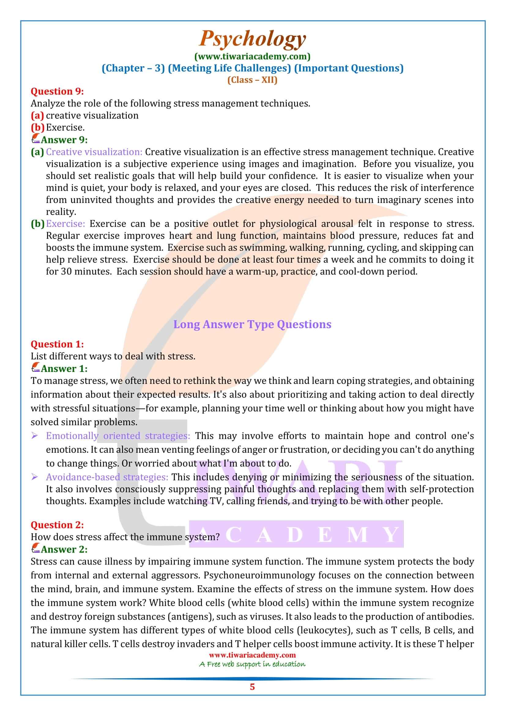 Class 12 Psychology Chapter 3 Extra Questions Answers