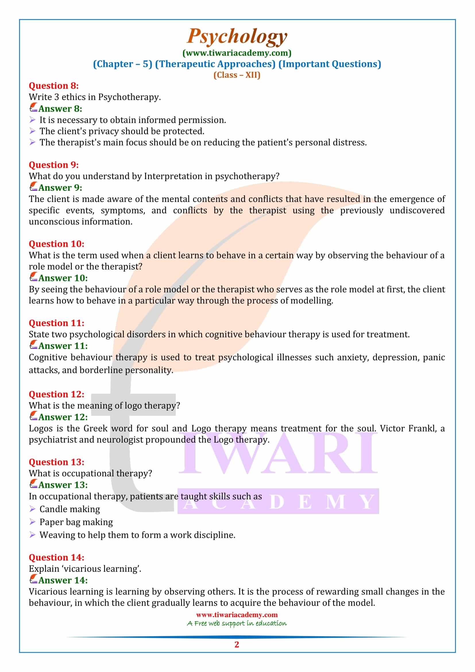 Class 12 Psychology Chapter 5 Extra Questions