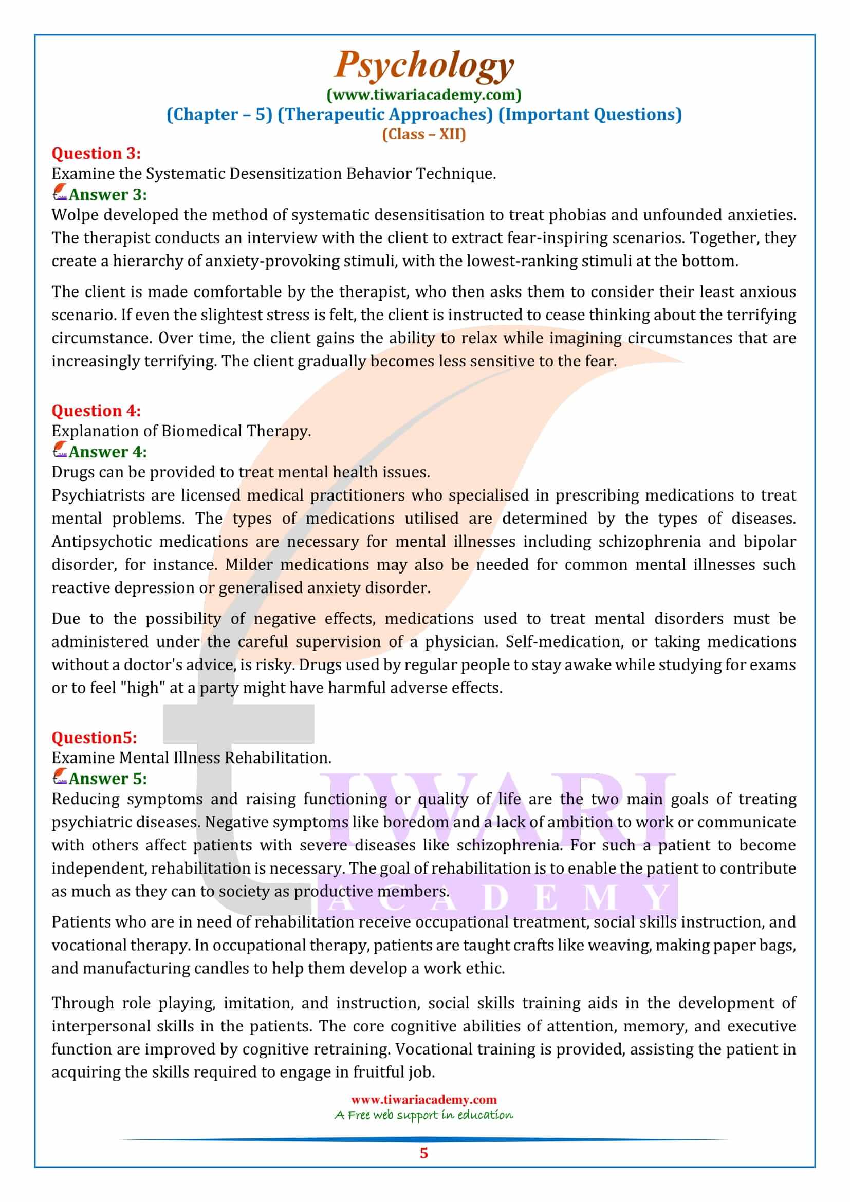 Class 12 Psychology Chapter 5 Short answer type Questions