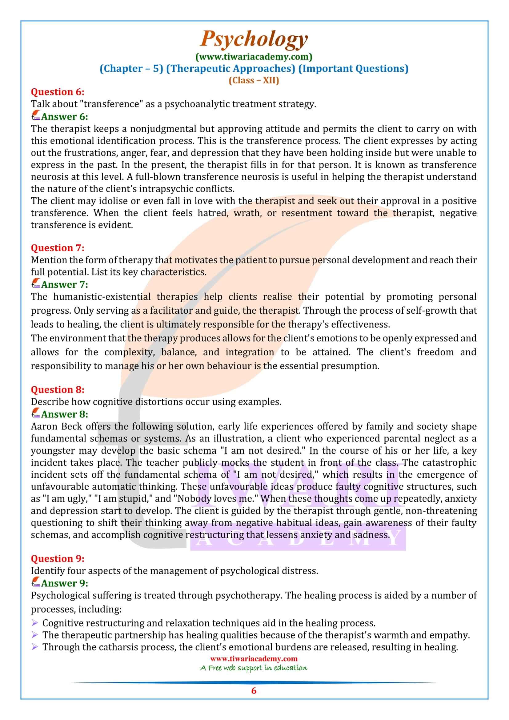 Class 12 Psychology Chapter 5 Im Questions