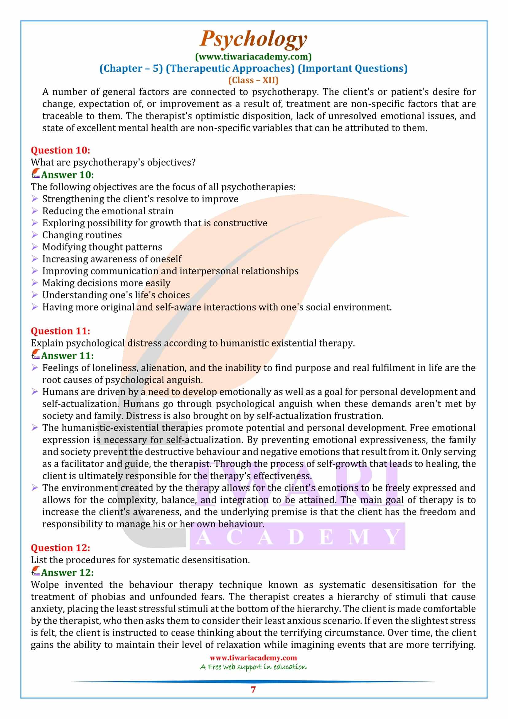 Class 12 Psychology Chapter 5 Answers with explanation