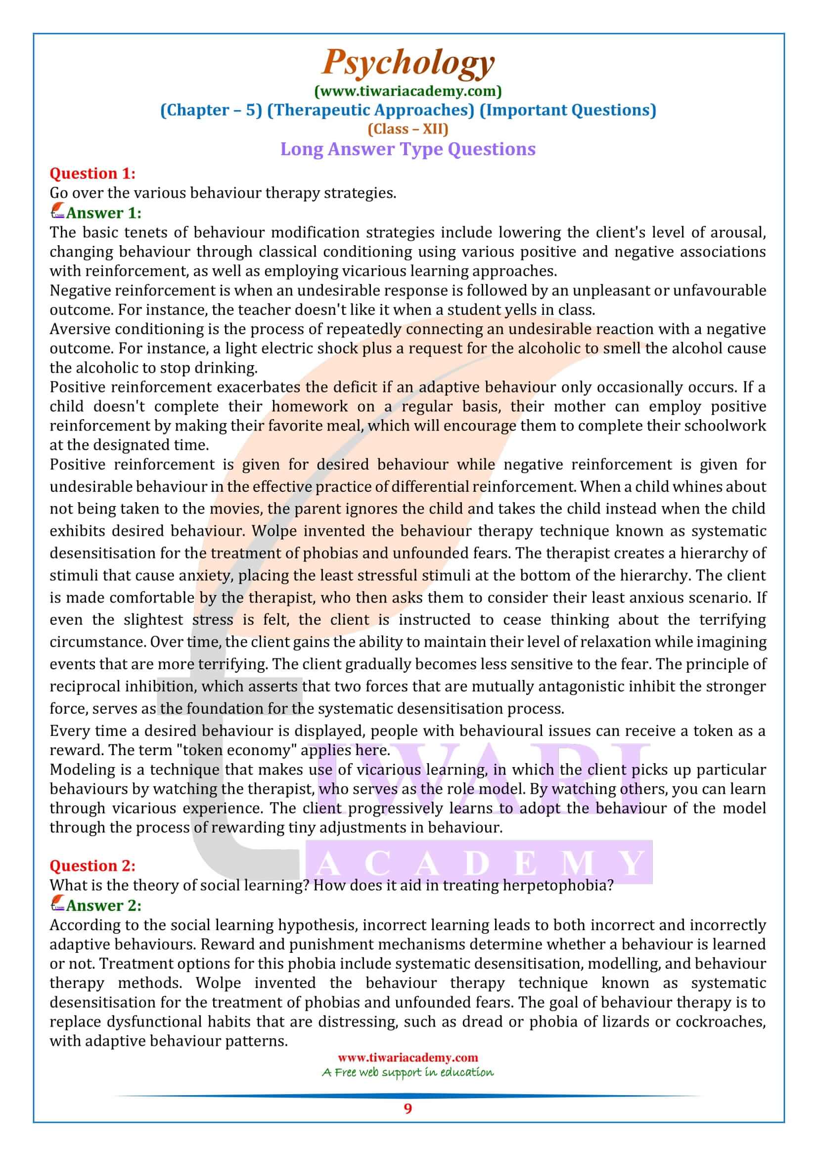 Class 12 Psychology Chapter 5 Long Answer type Questions