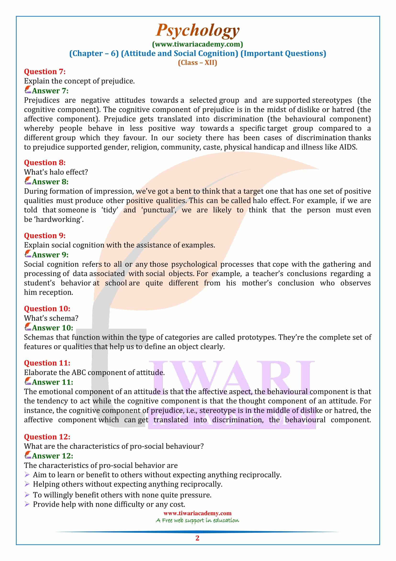 Class 12 Psychology Chapter 6 Extra Questions