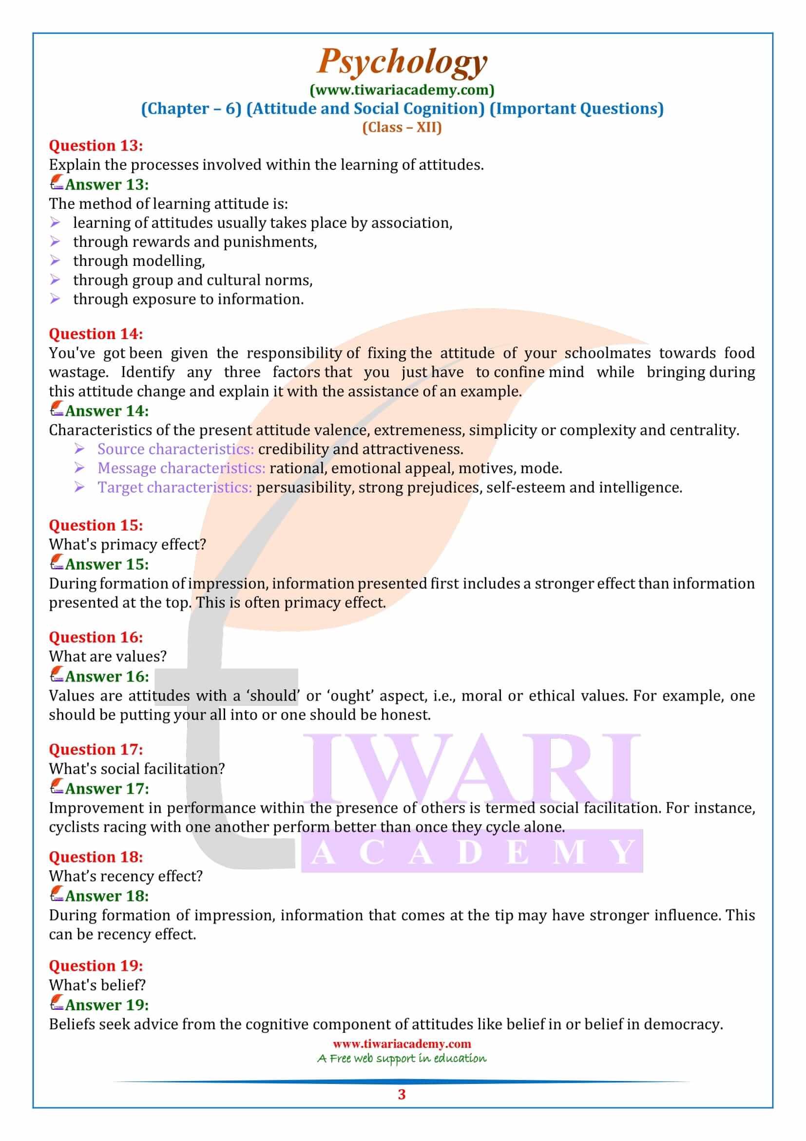 Class 12 Psychology Chapter 6 Important Question answers