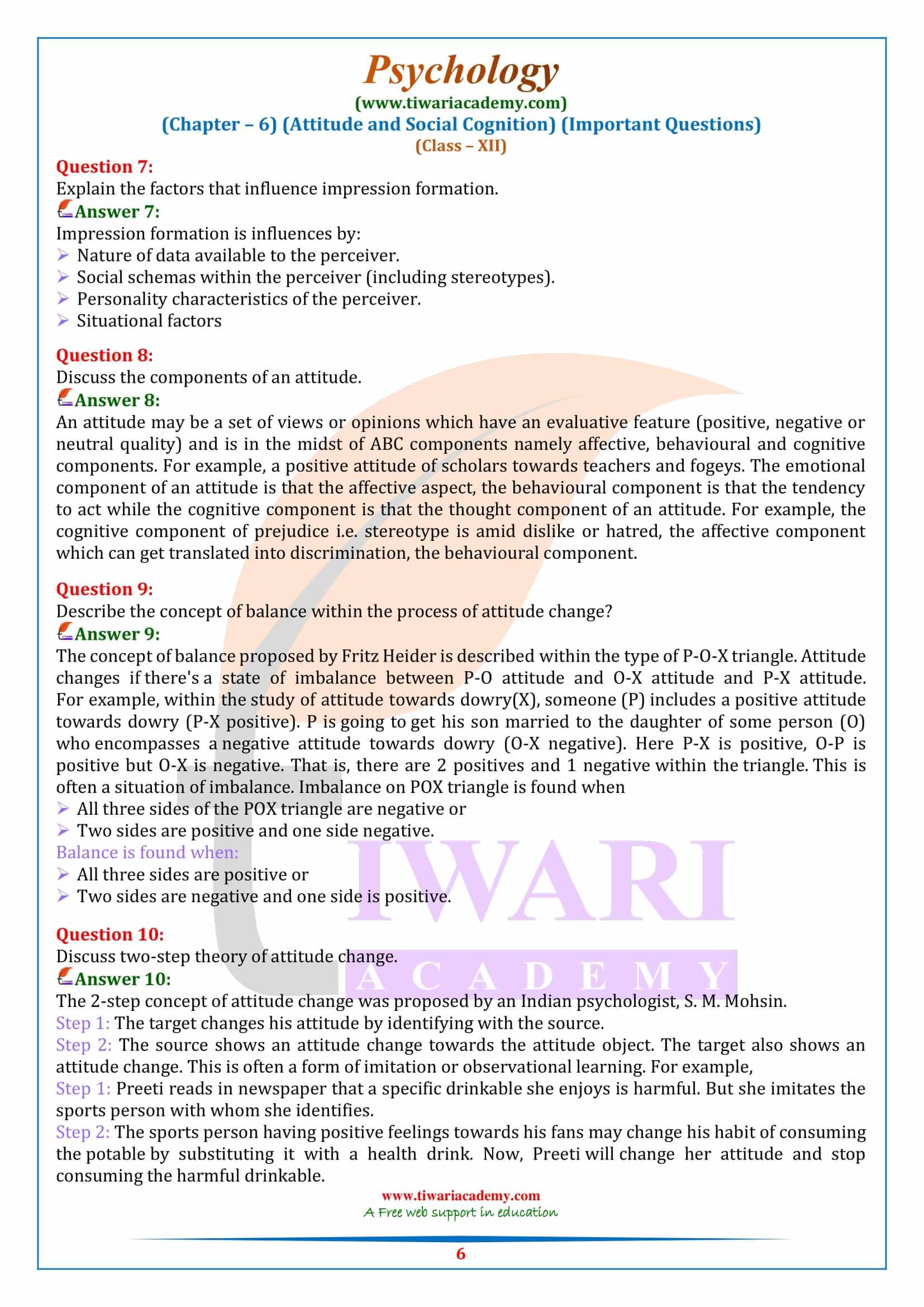 Class 12 Psychology Chapter 6 Practice Questions