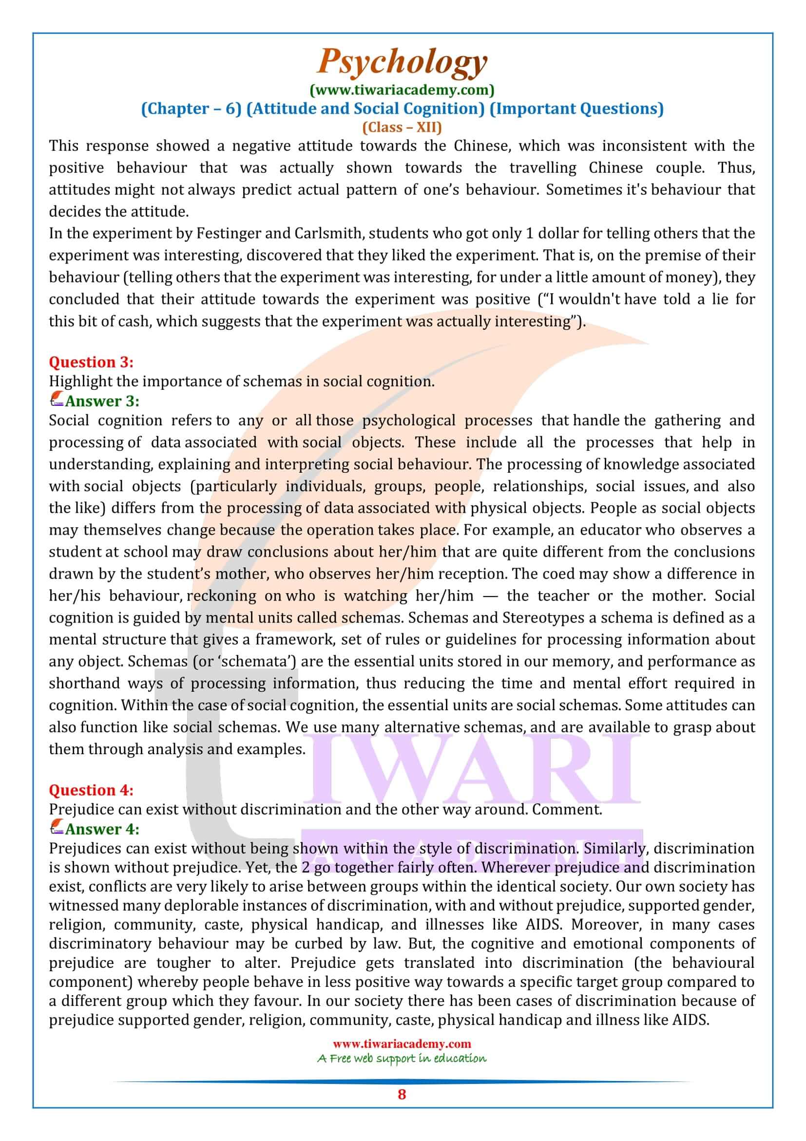Class 12 Psychology Chapter 6 Short answer type Questions