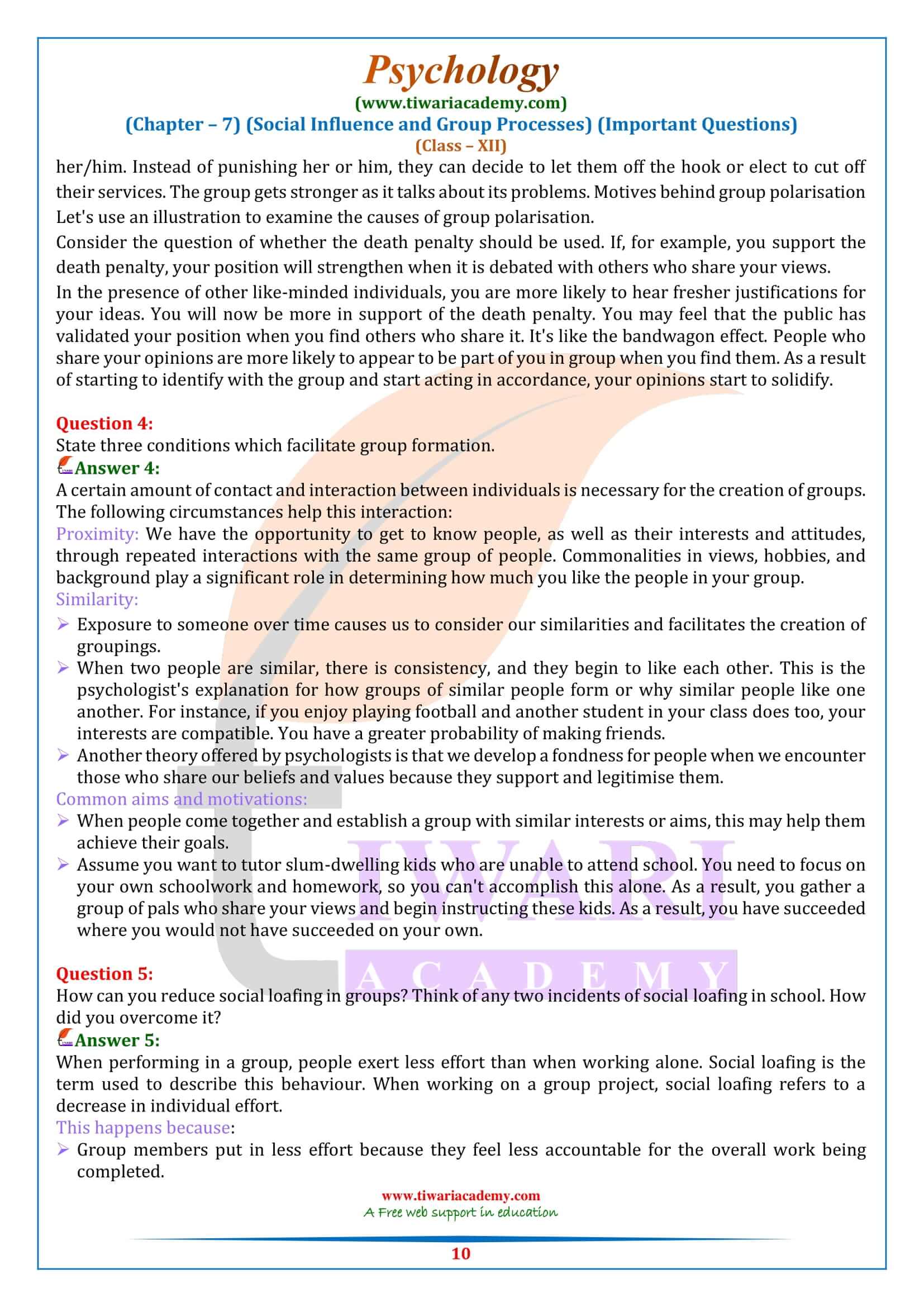 Class 12 Psychology Chapter 7 Extra Answers