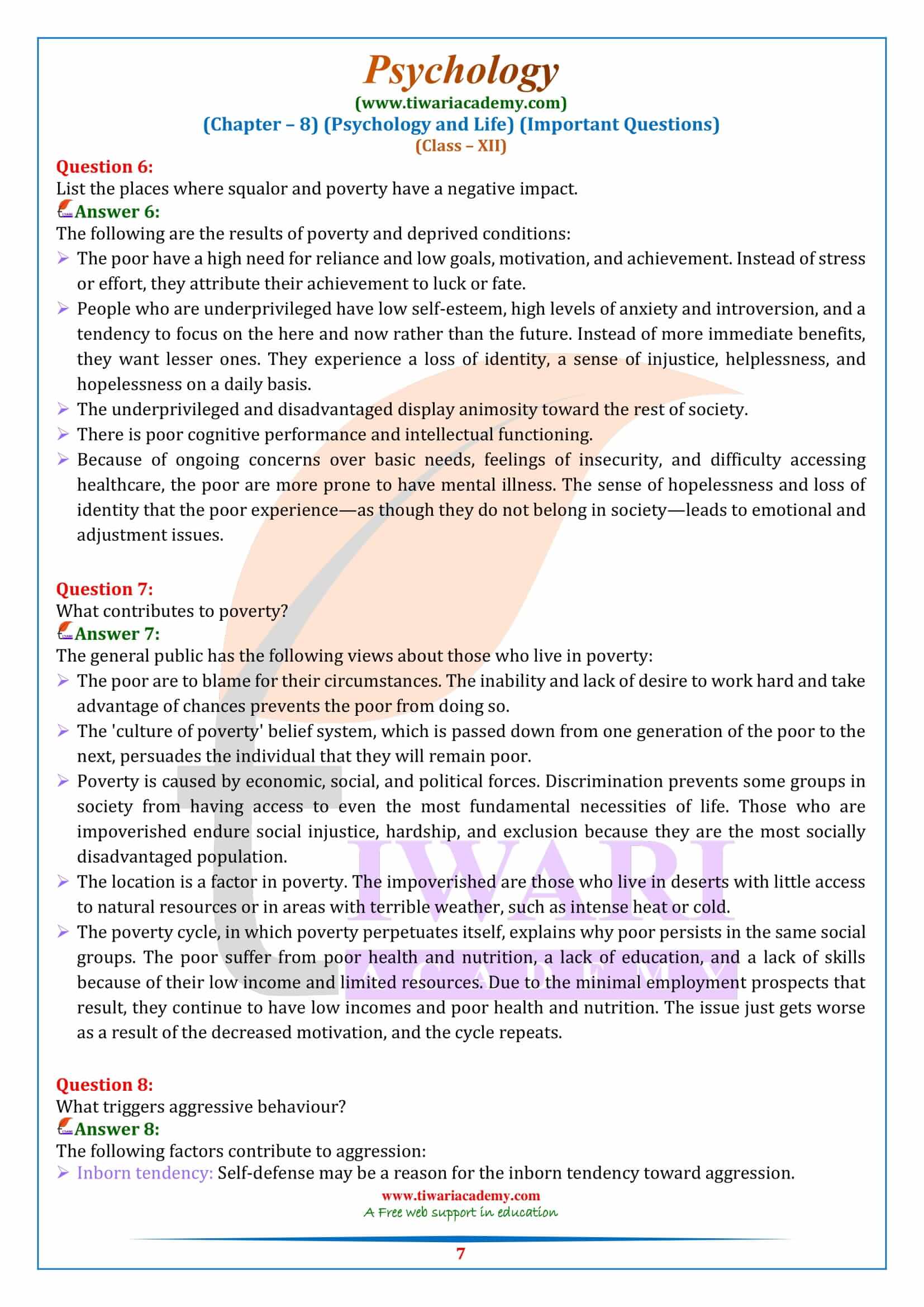 Class 12 Psychology Chapter 8 Long Answer type Questions