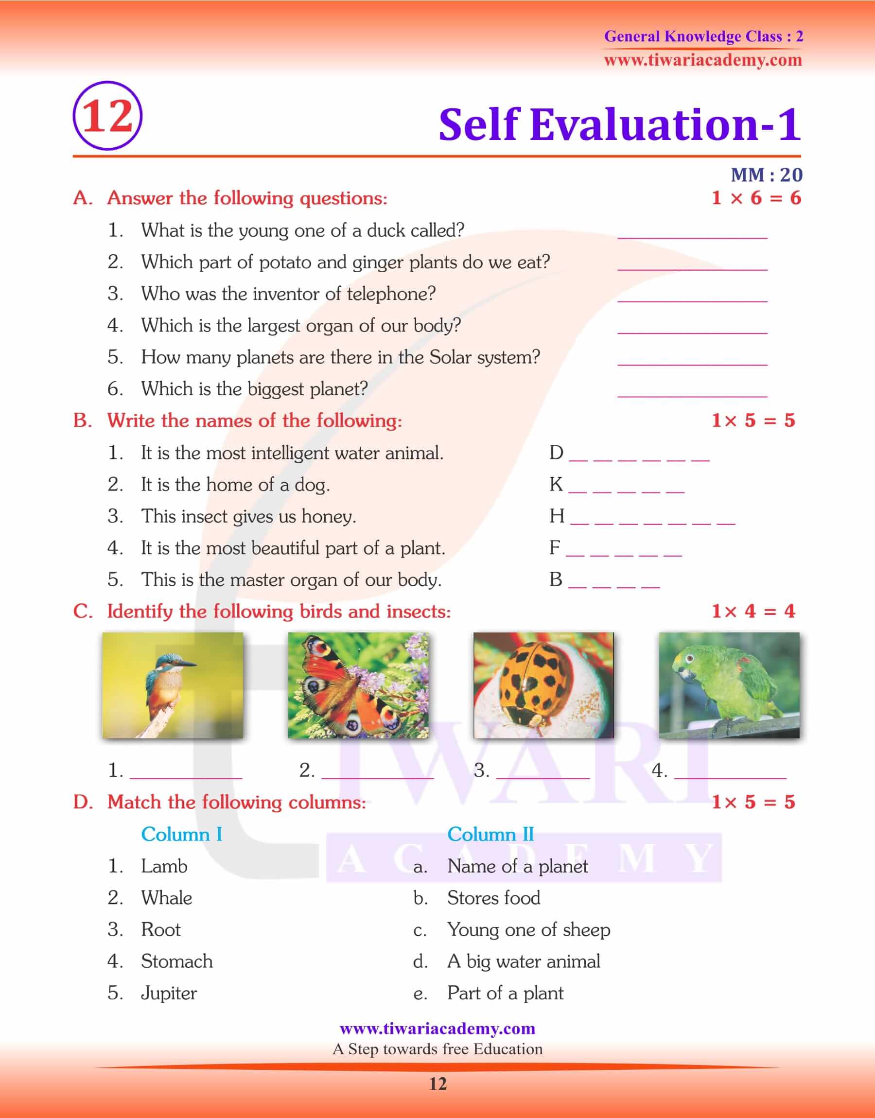 Self Evaluation GK Test 1