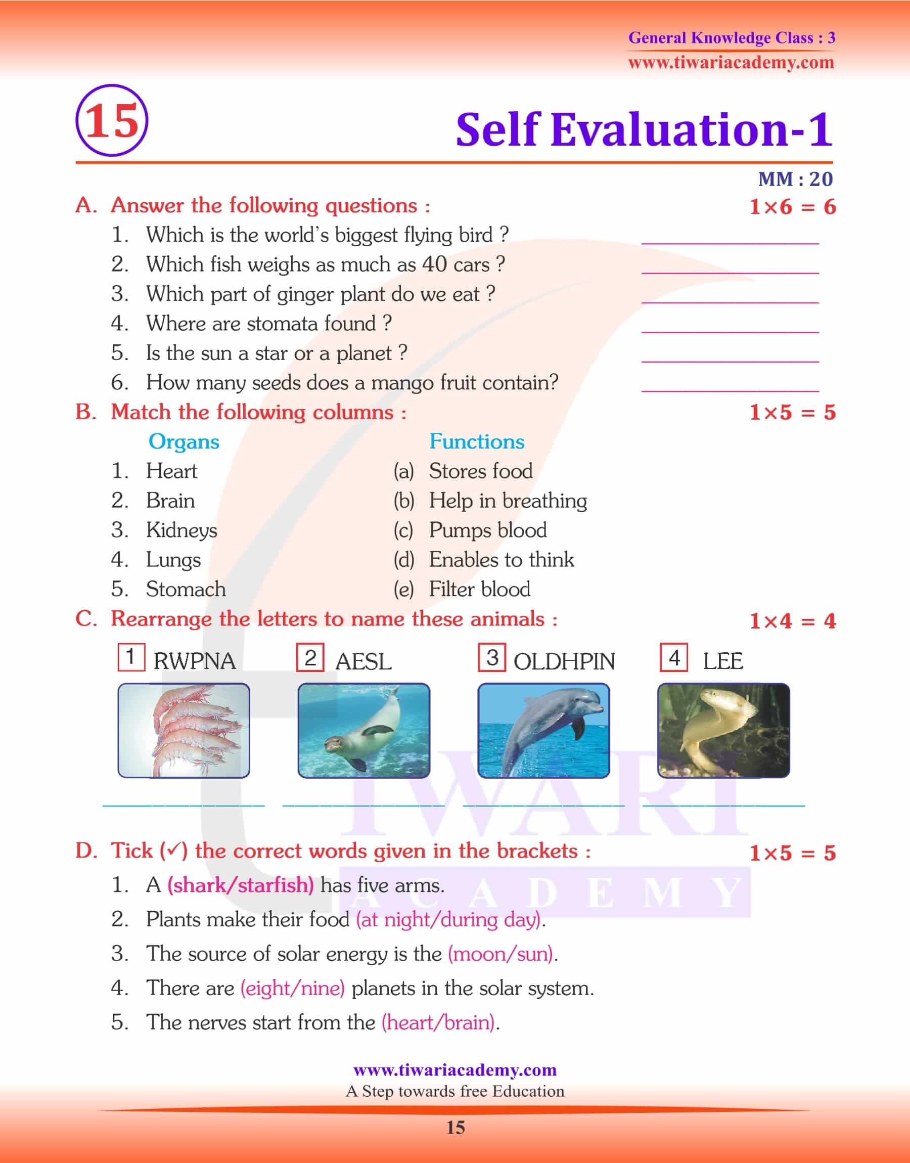 Self Evaluation GK Test 1