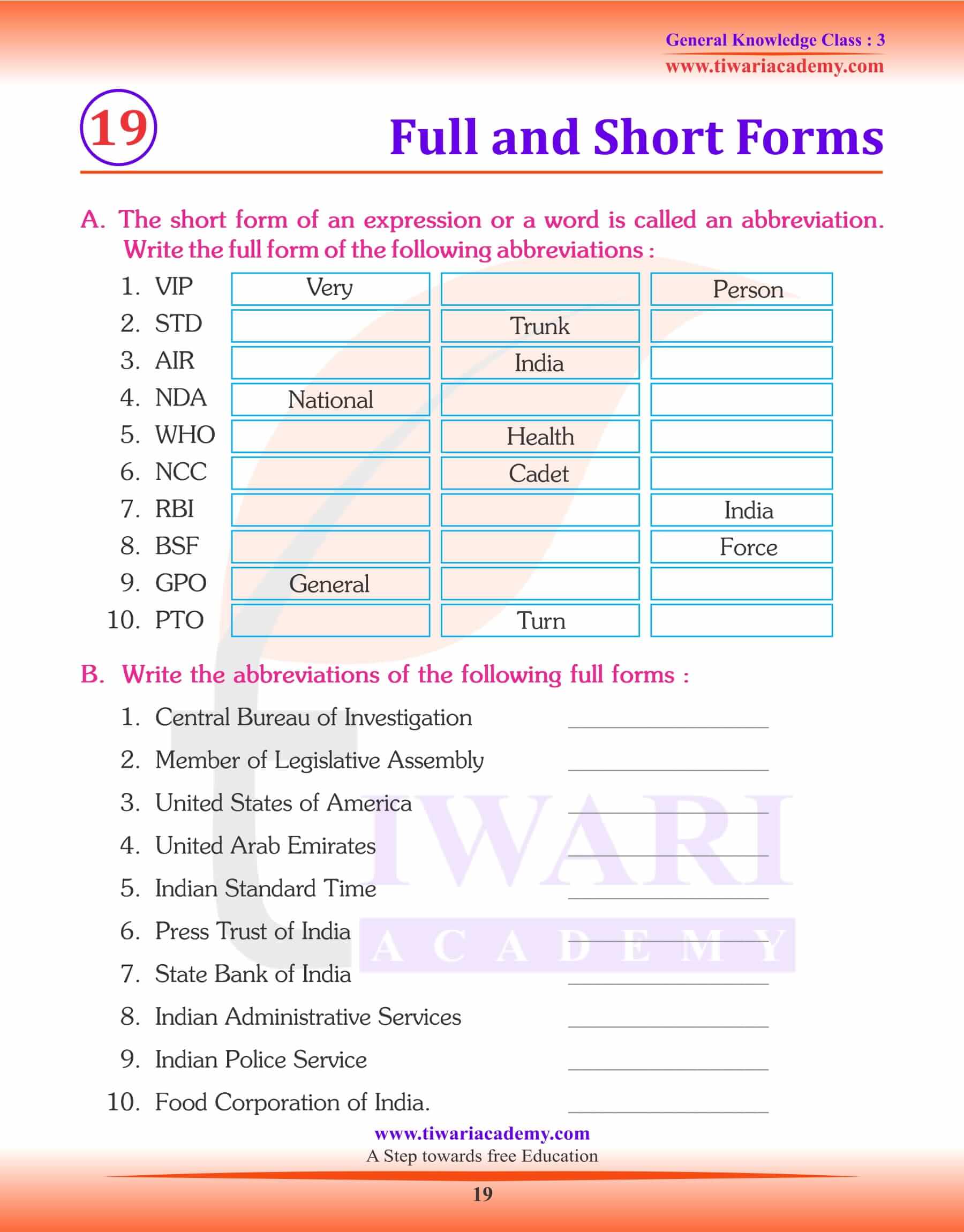 Short Forms