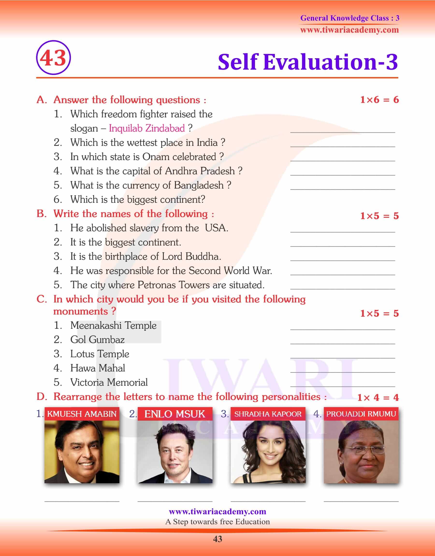 Self Evaluation GK Test 3