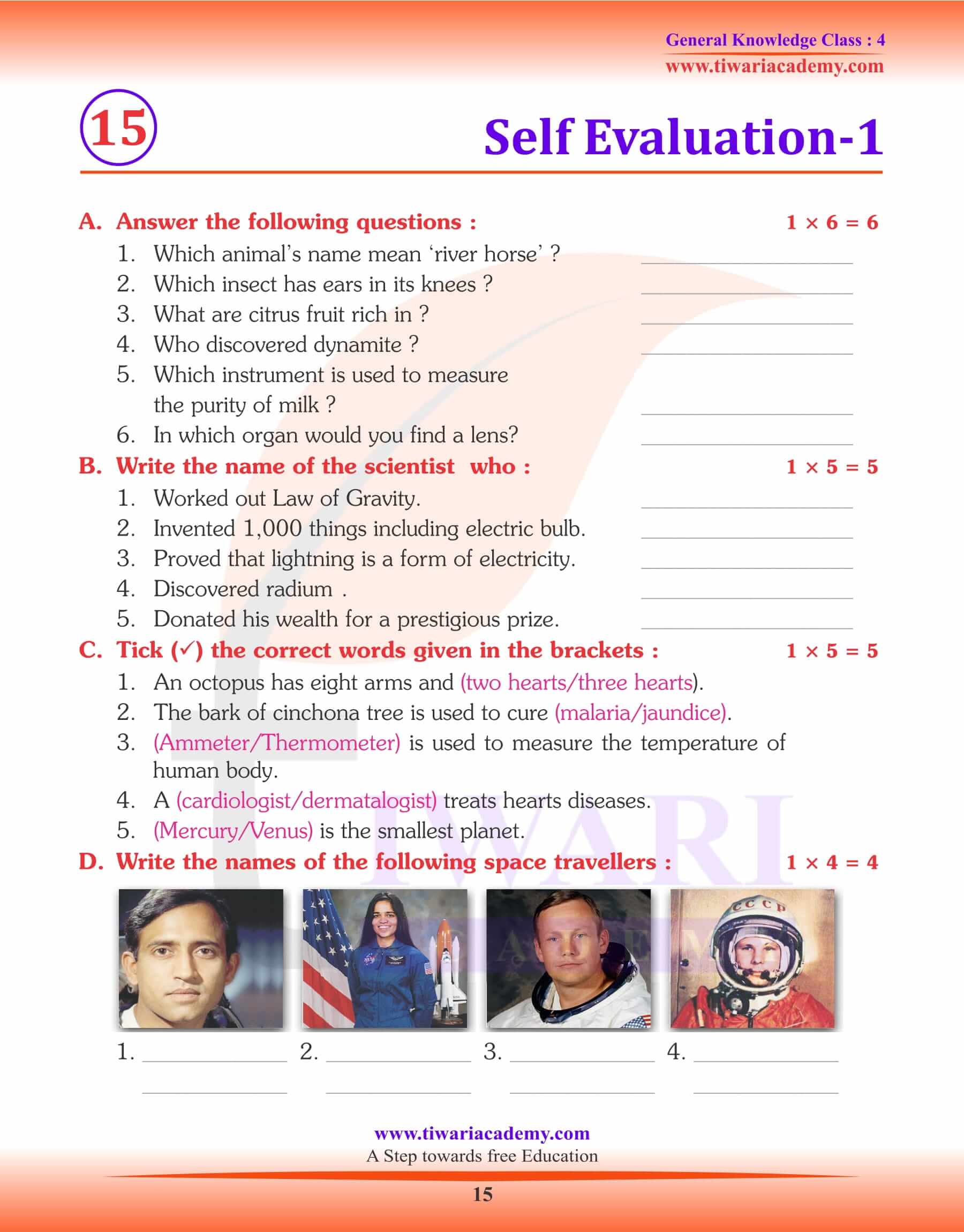 Self Evaluation GK Test 1