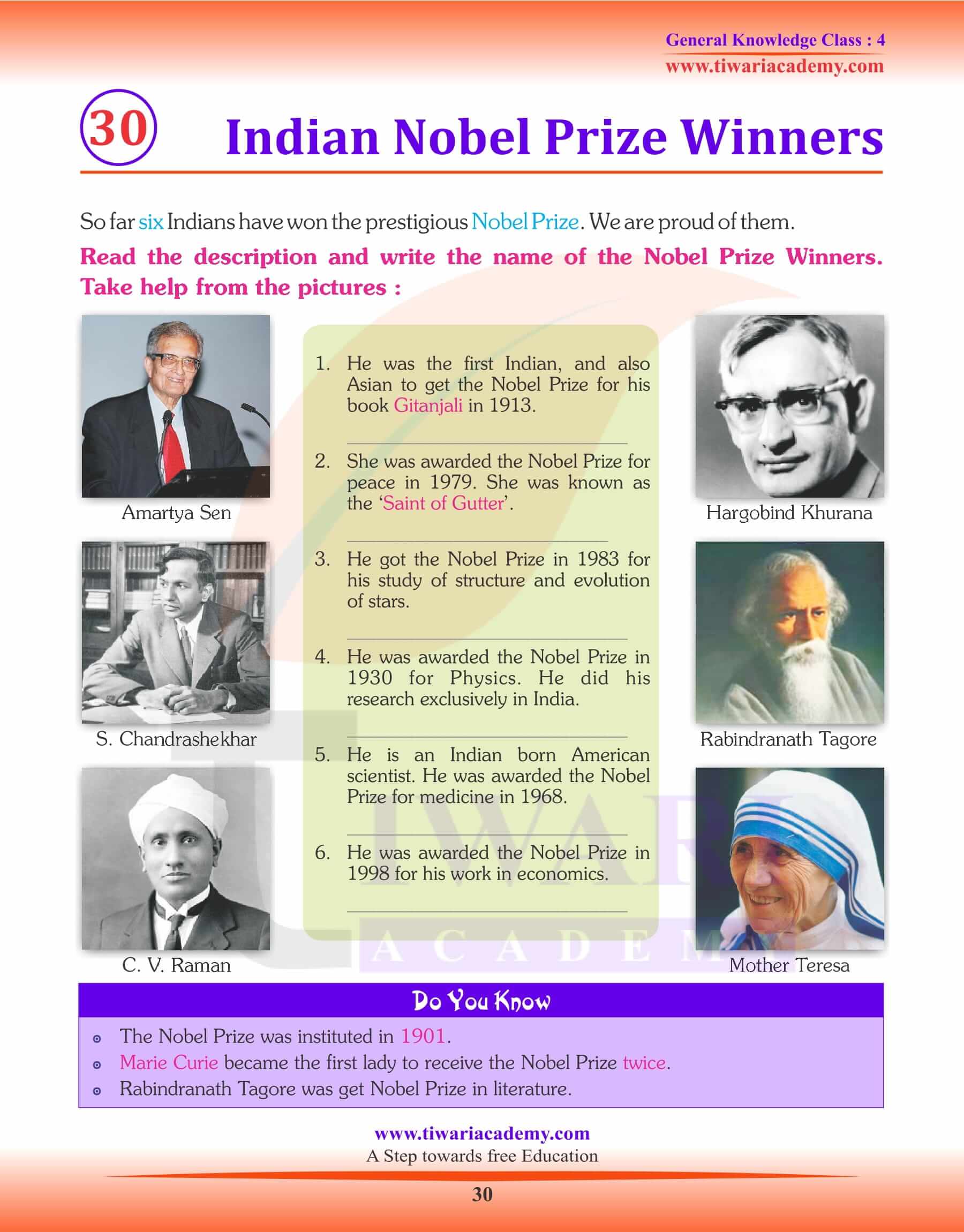 Indian Noble Prize Winners