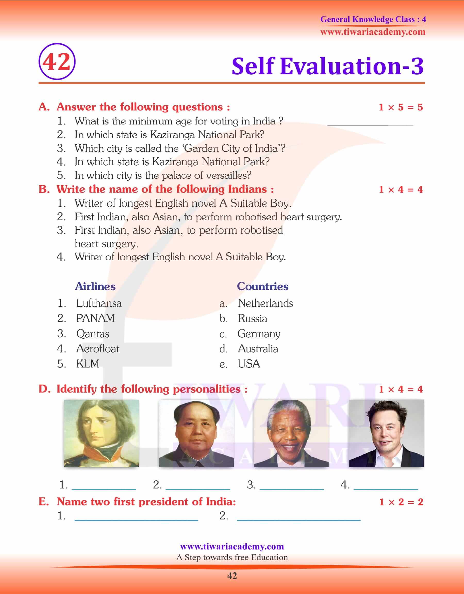 Self Evaluation GK Test 3