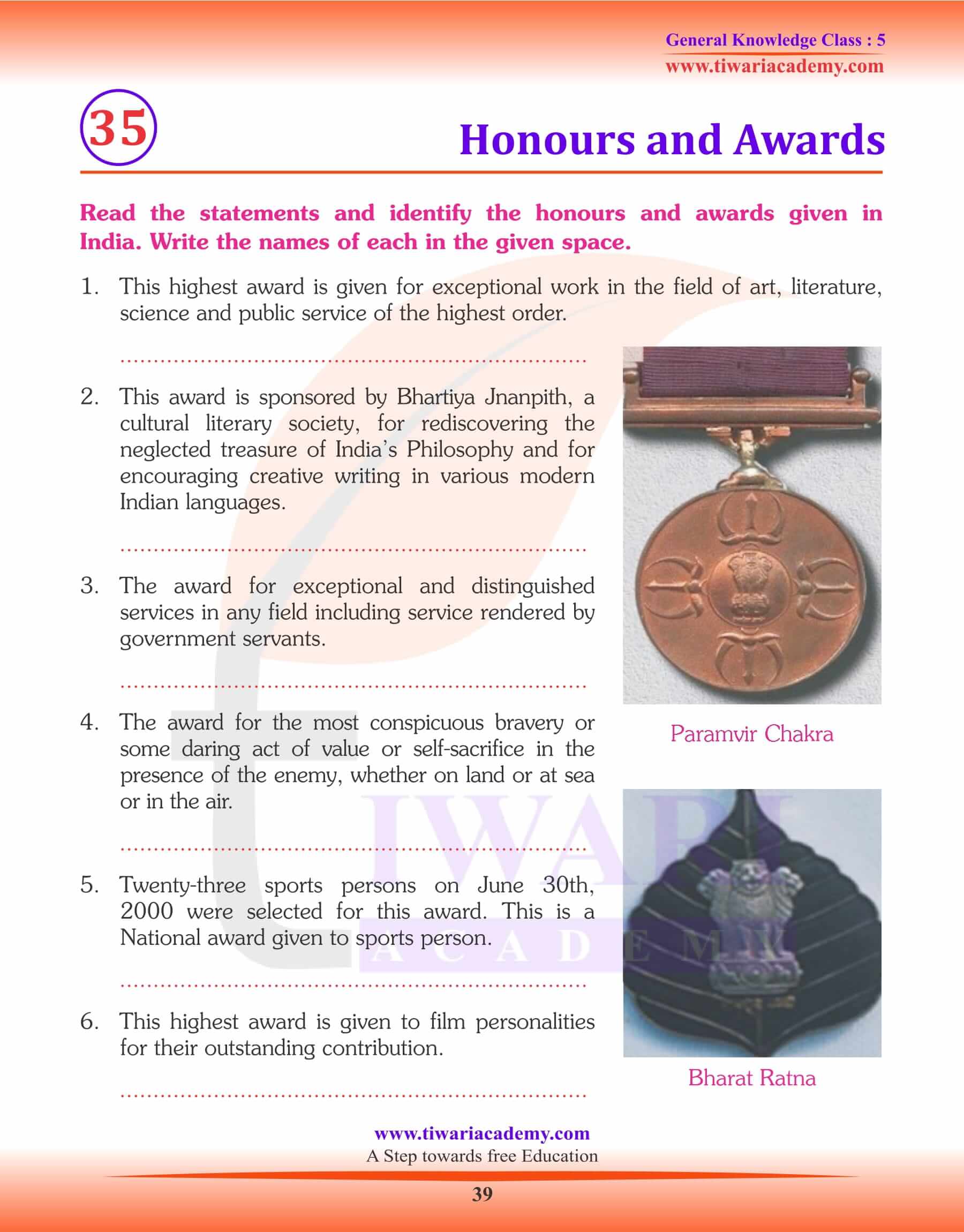 Honours and Awards