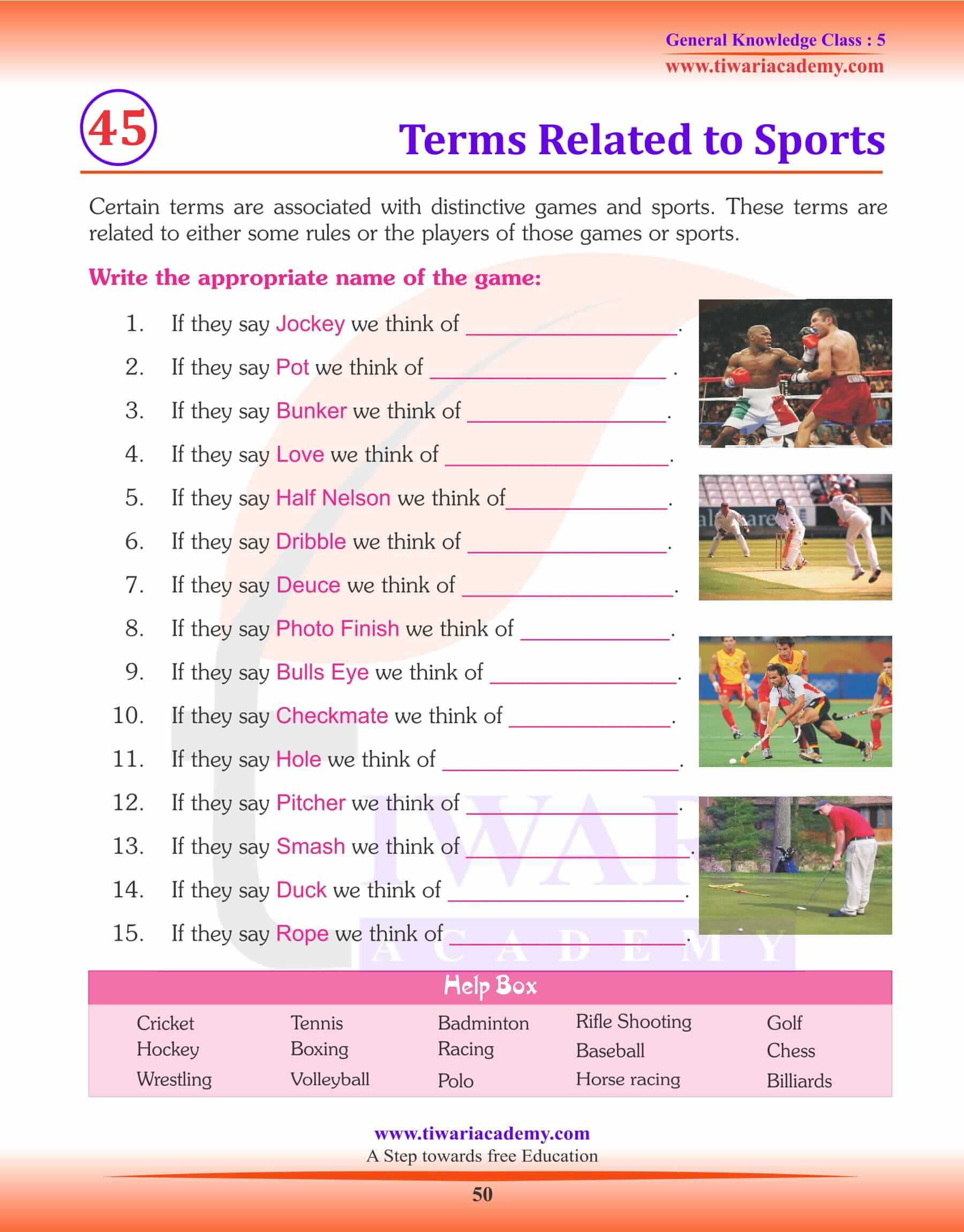 Terms Related to Sports